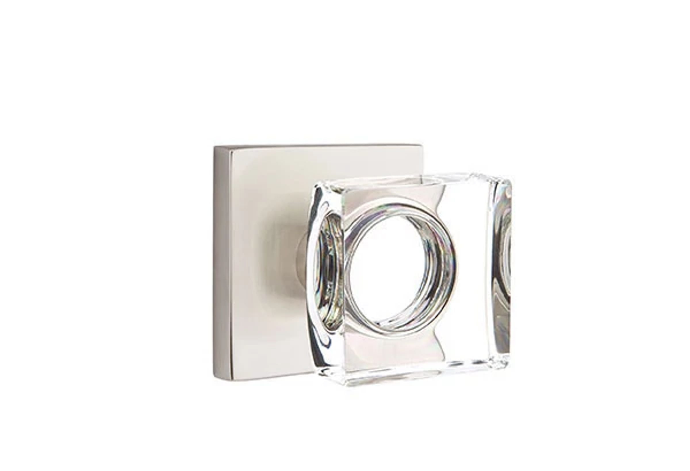 Emtek Concealed Fastener Modern Square Glass Knob Set with Square Rosette