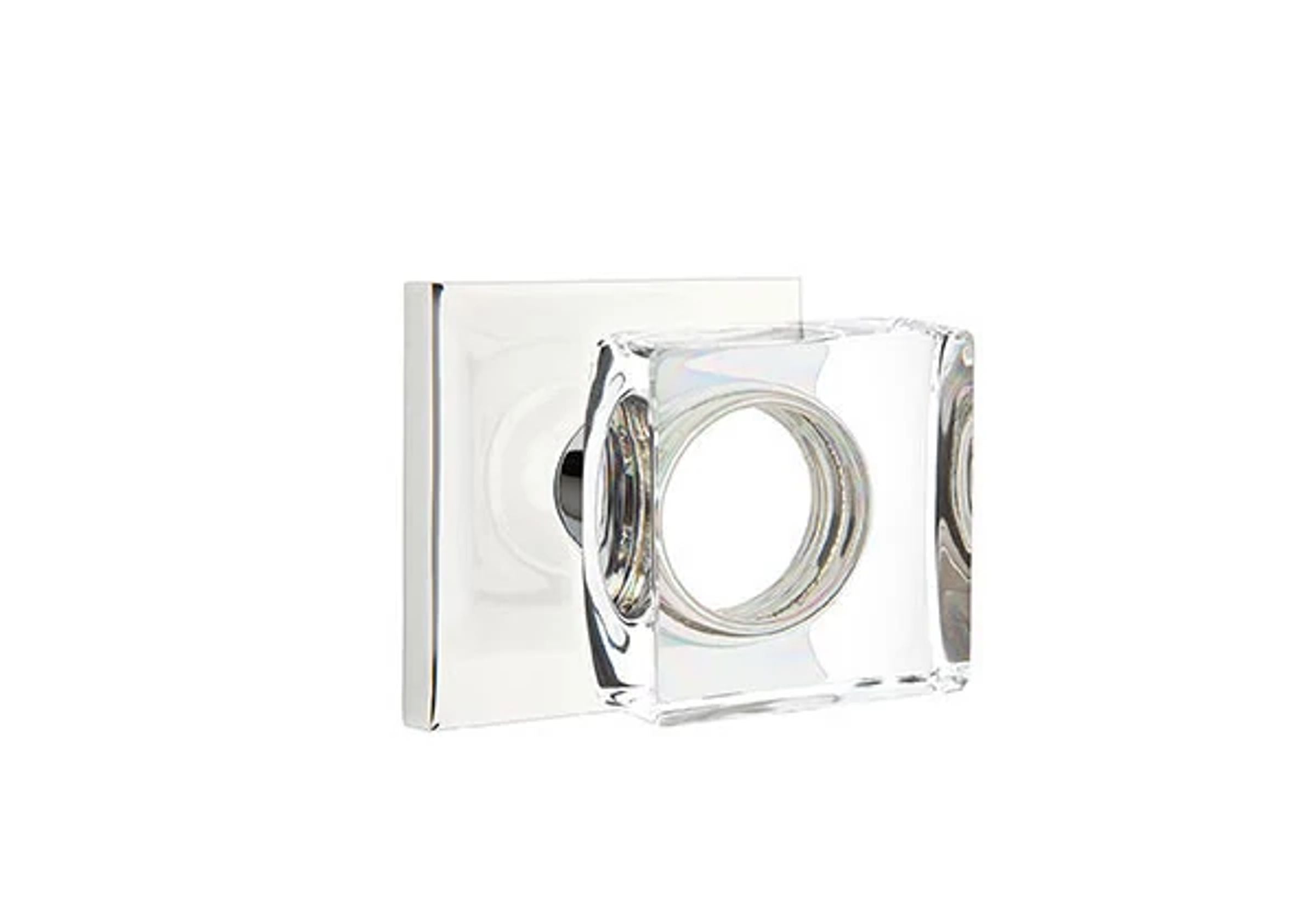 Emtek Modern Square Glass Knob Set with Square Rosette