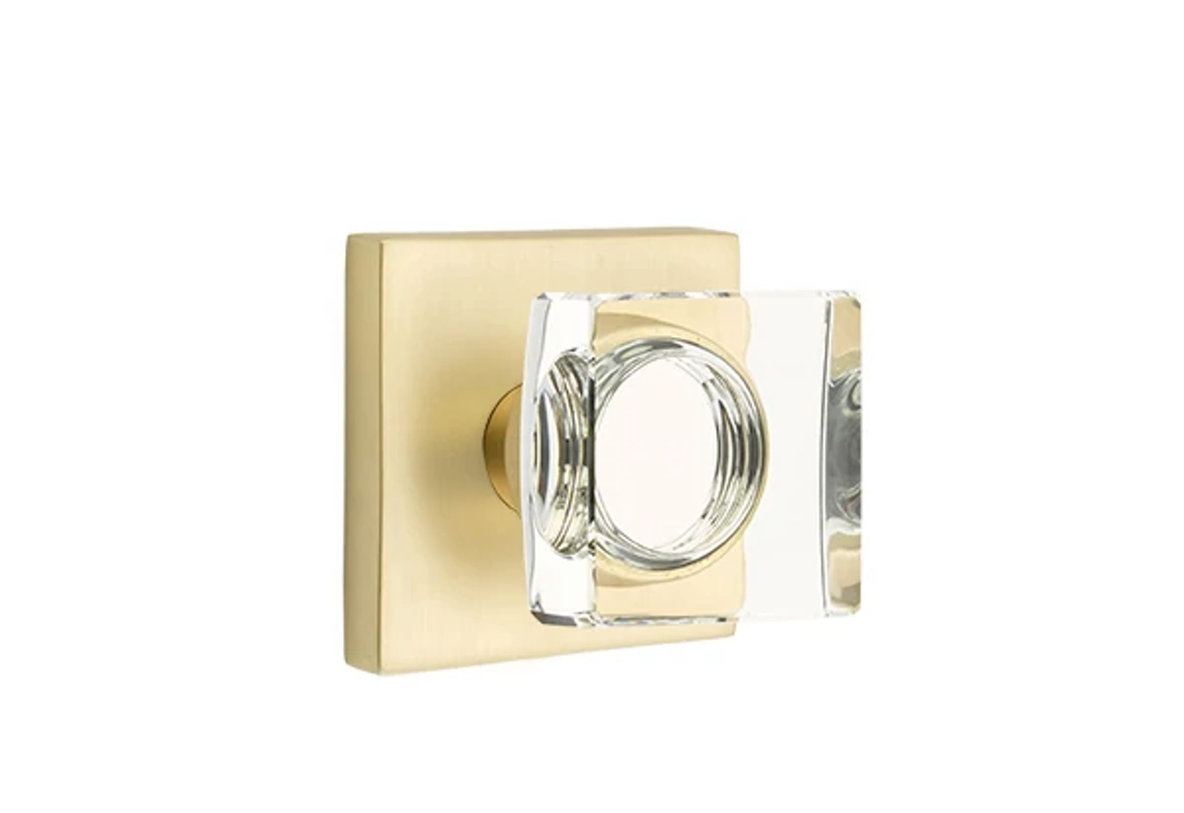 Emtek Concealed Fastener Modern Square Glass Knob Set with Square Rosette