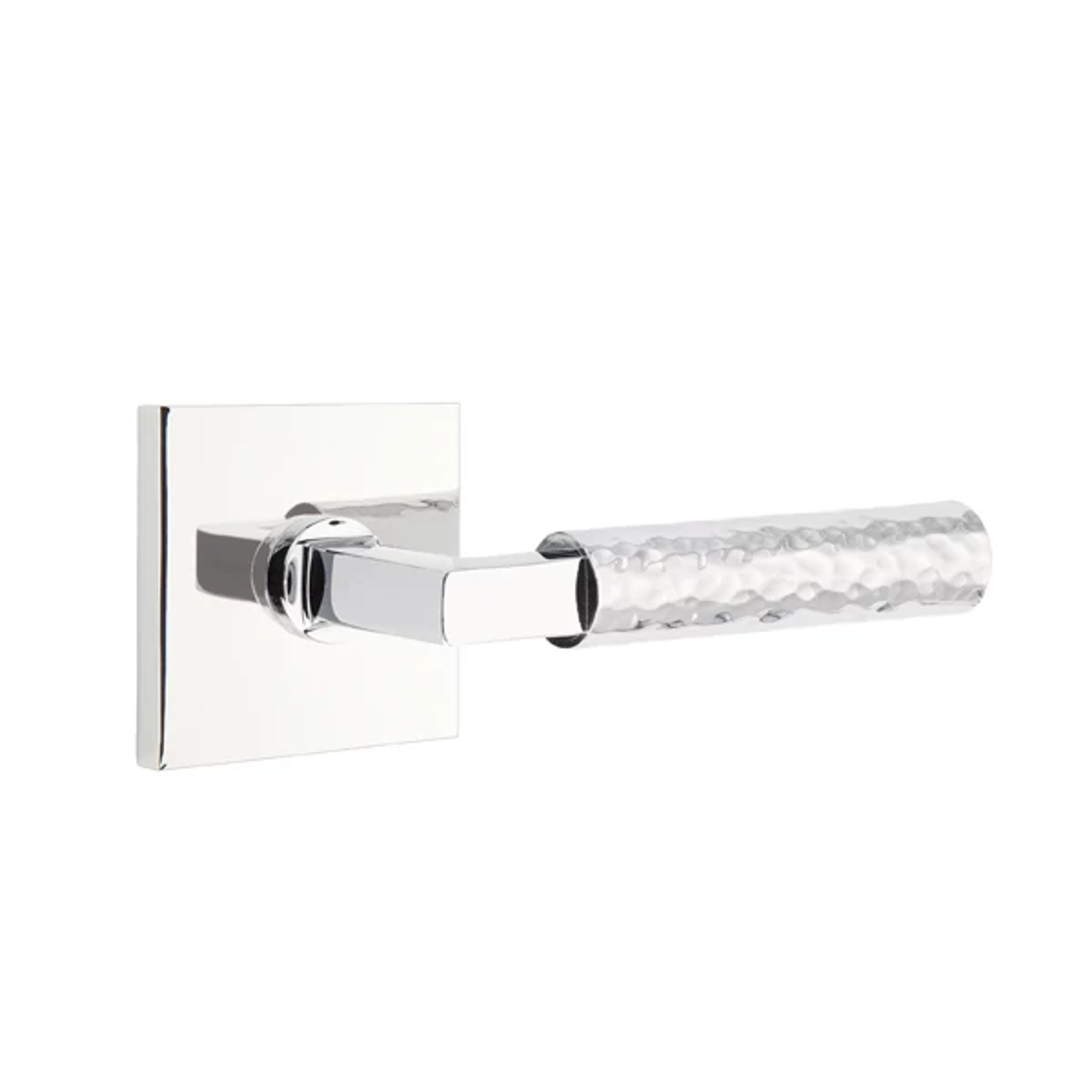Emtek Select L-Square Hammered Lever Set with Square Rosette