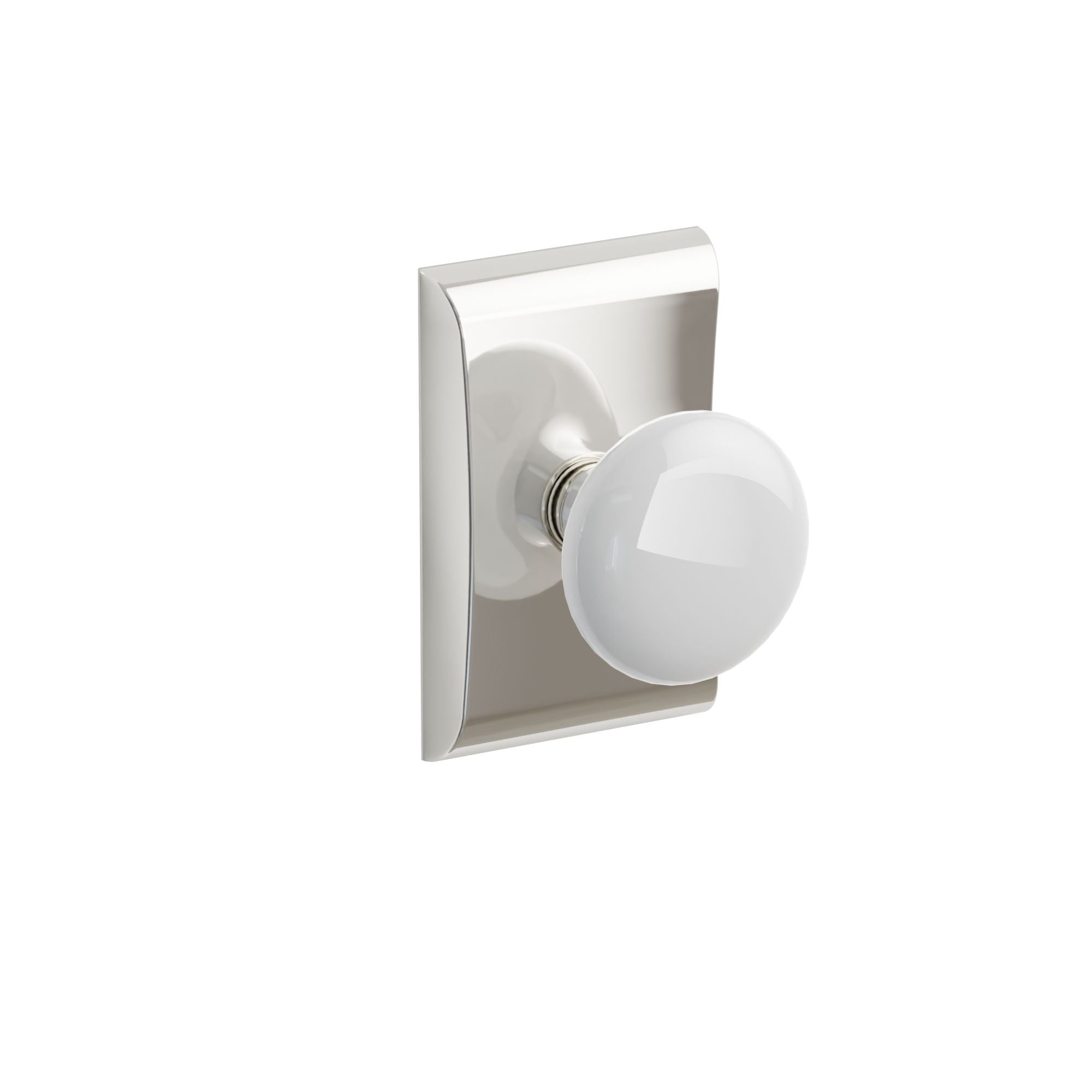 Emtek Concealed Fastener Ice White Porcelain Knob Set With Neos Rosette