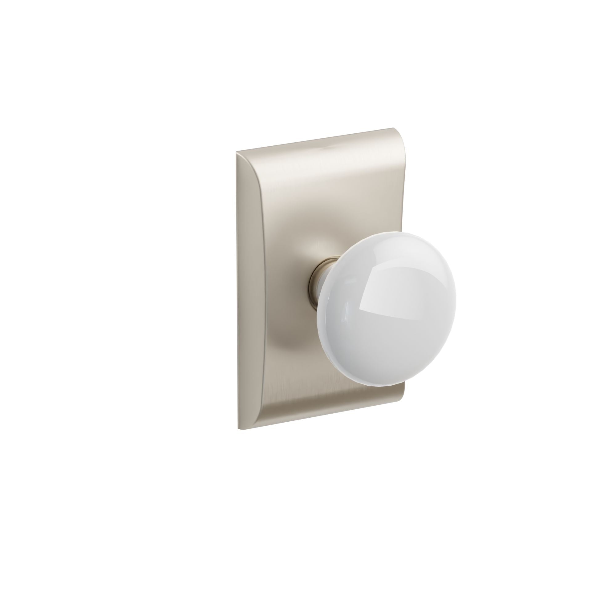Emtek Concealed Fastener Ice White Porcelain Knob Set With Neos Rosette