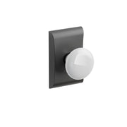 Emtek Concealed Fastener Ice White Porcelain Knob Set With Neos Rosette
