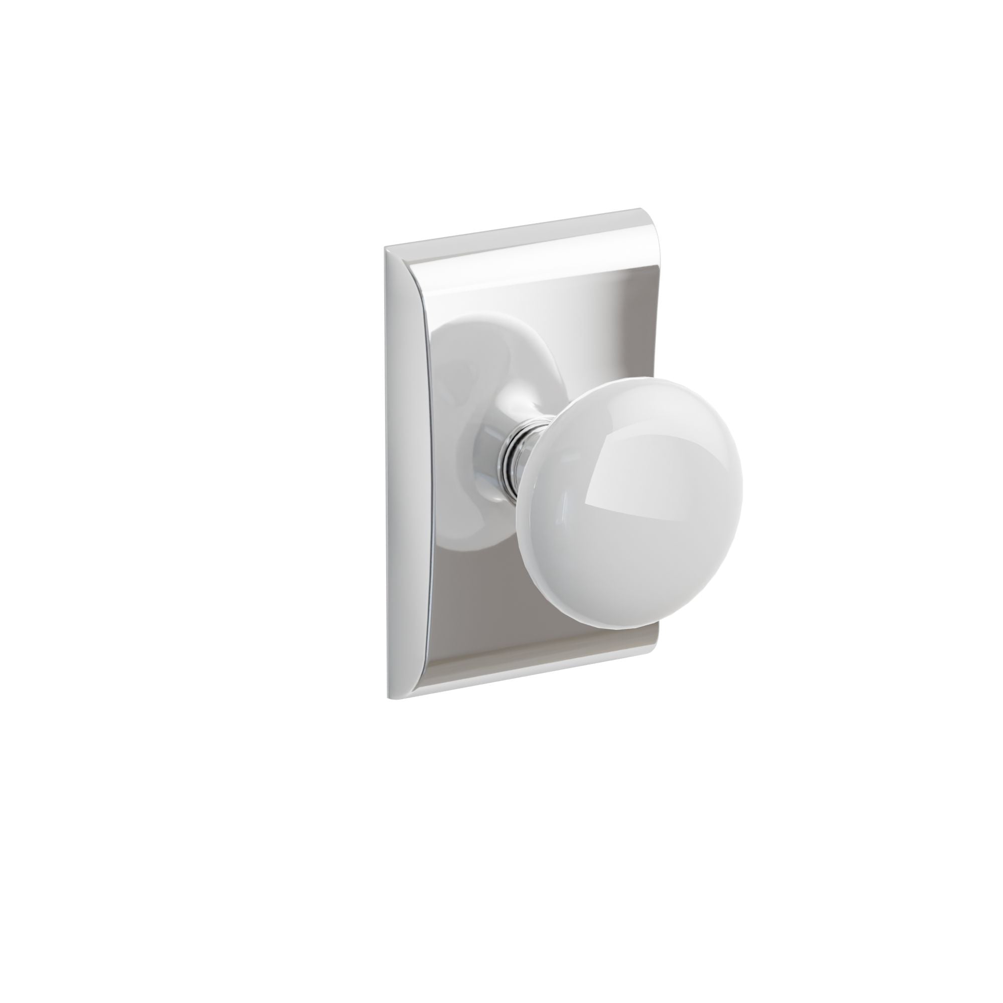 Emtek Ice White Porcelain Knob Set with Neos Rosette