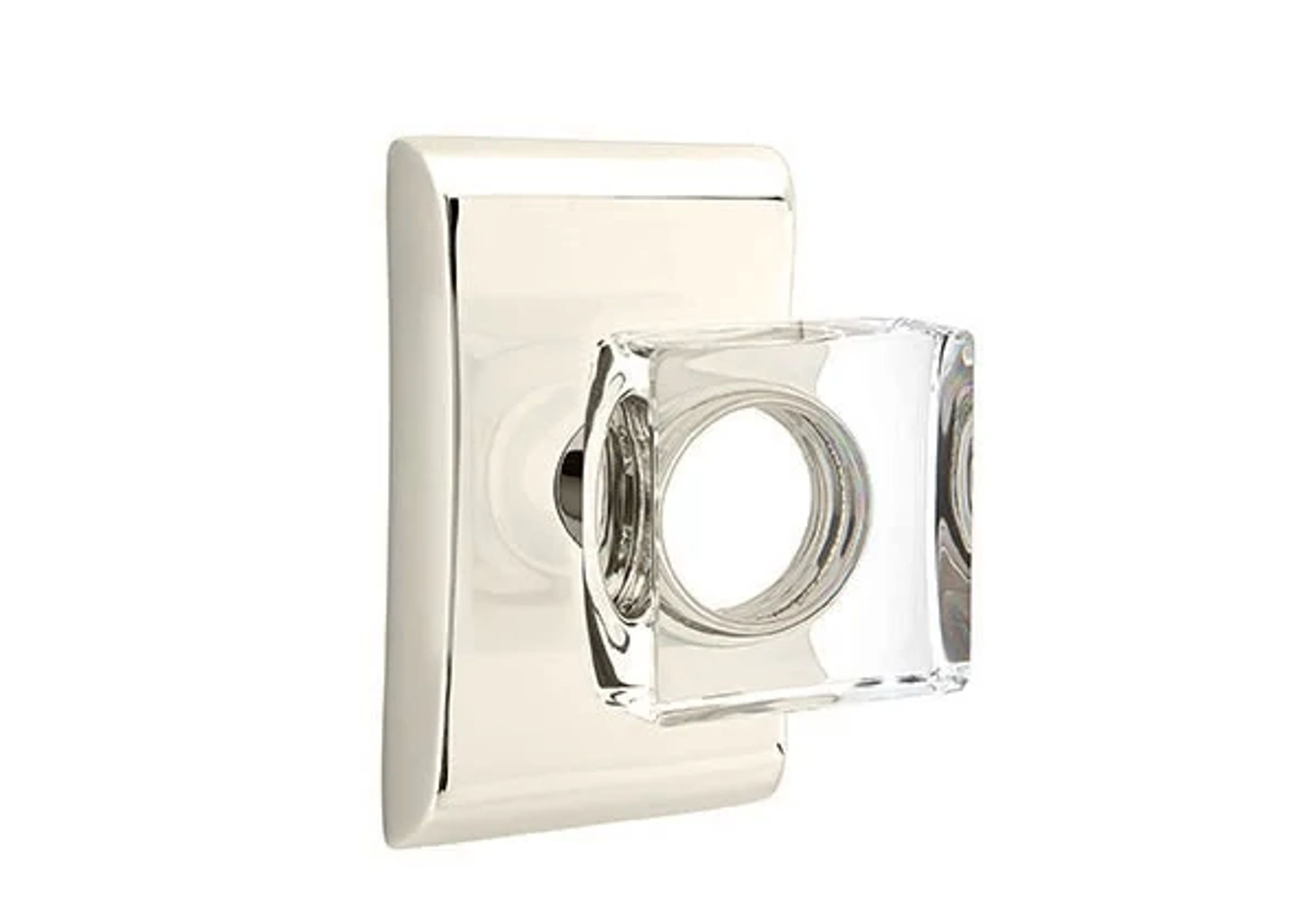 Emtek Modern Square Glass Knob Set with Neos Rosette