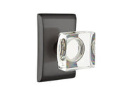 Emtek Modern Square Glass Knob Set with Neos Rosette