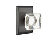 Emtek Concealed Fastener Modern Square Glass Knob Set with Neos Rosette