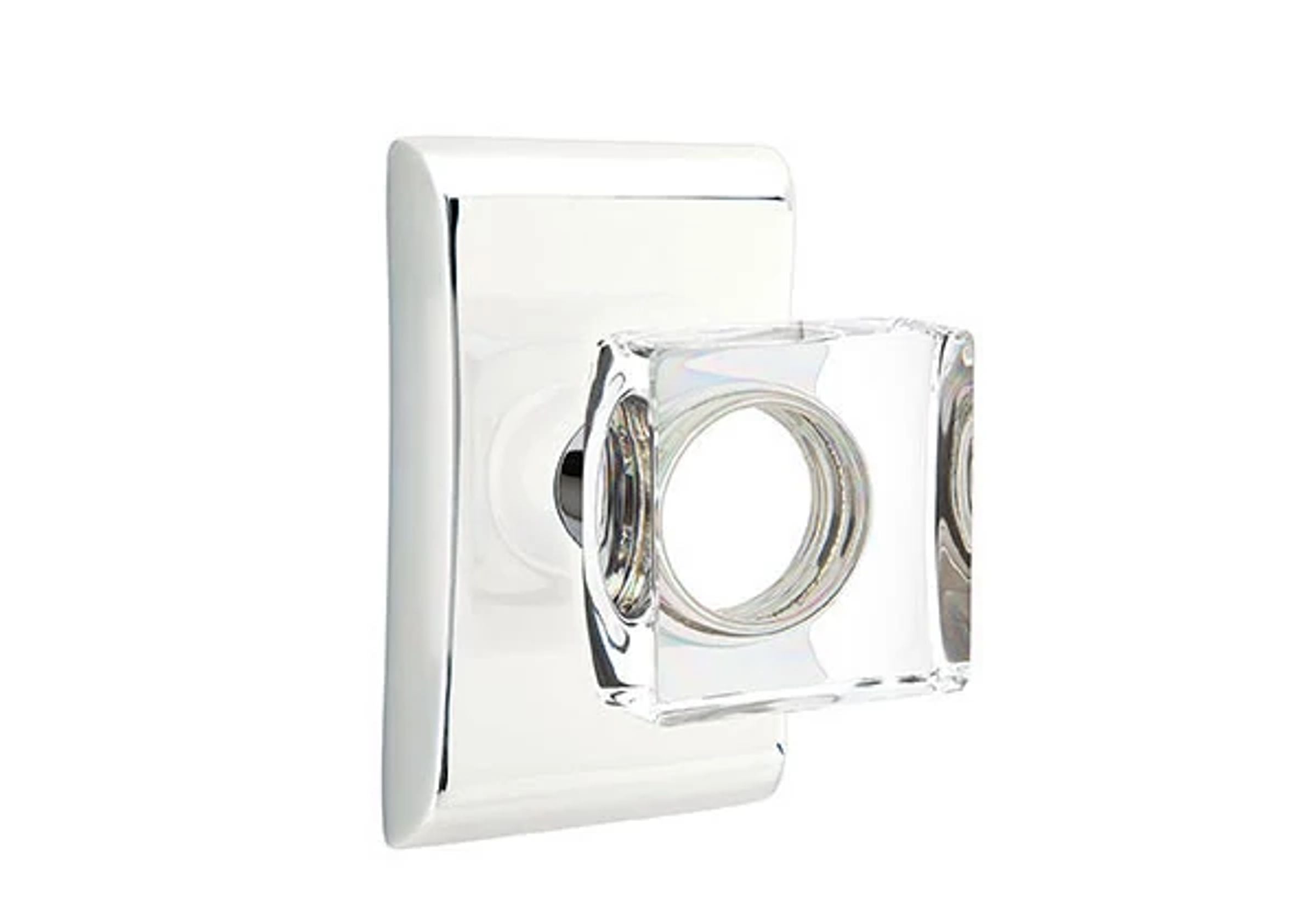 Emtek Modern Square Glass Knob Set with Neos Rosette