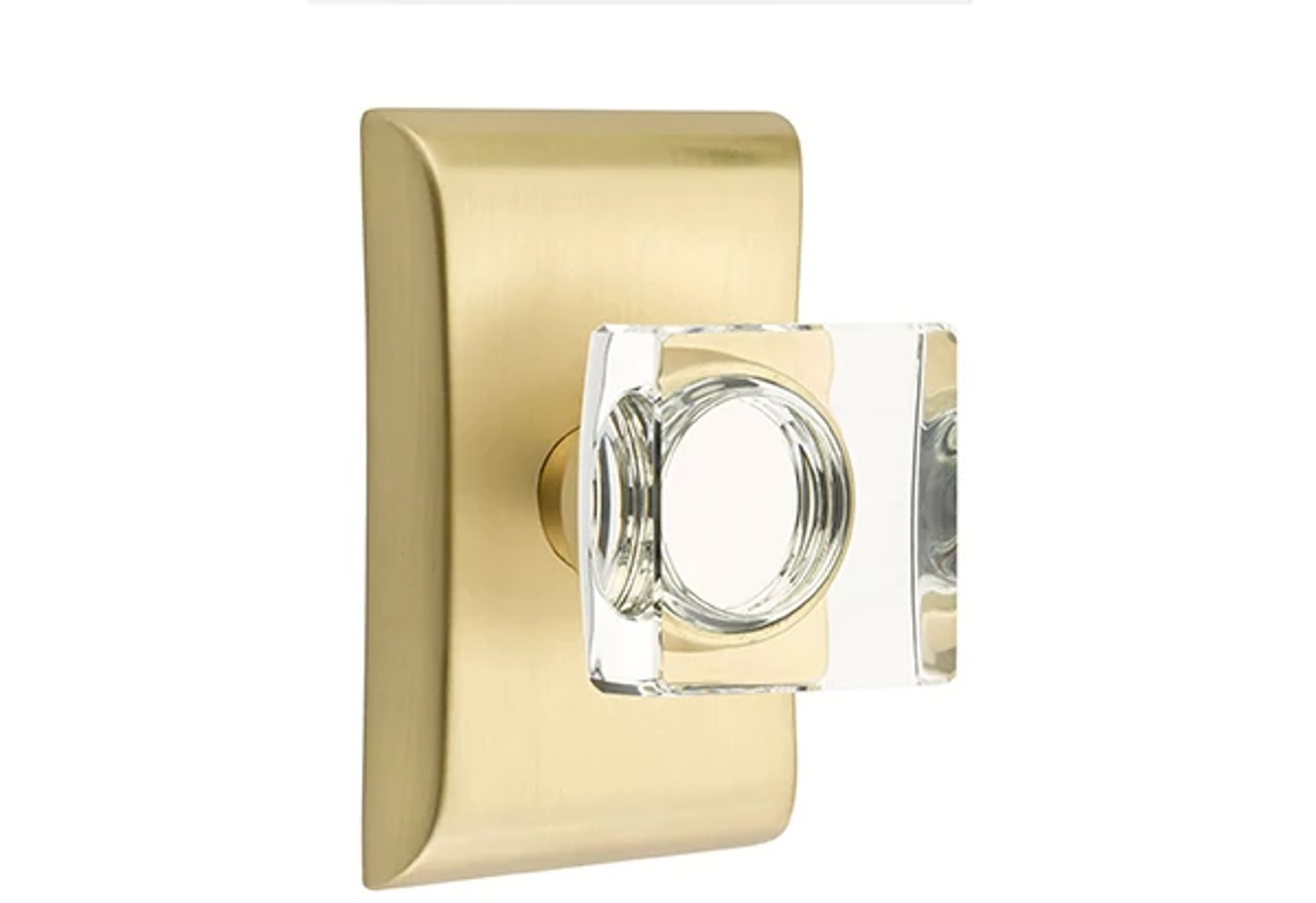 Emtek Concealed Fastener Modern Square Glass Knob Set with Neos Rosette