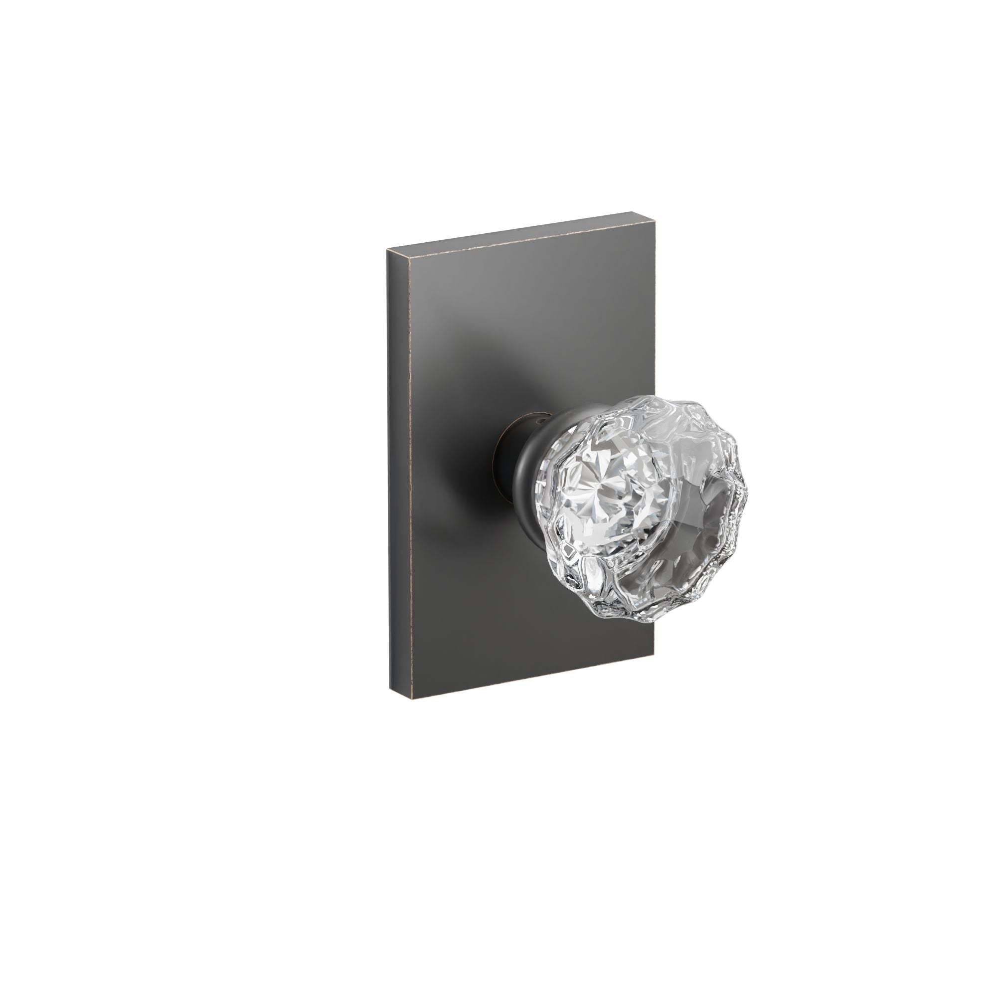 Emtek Concealed Fastener Astoria Glass Knob Set With Modern Rectangular Rosette