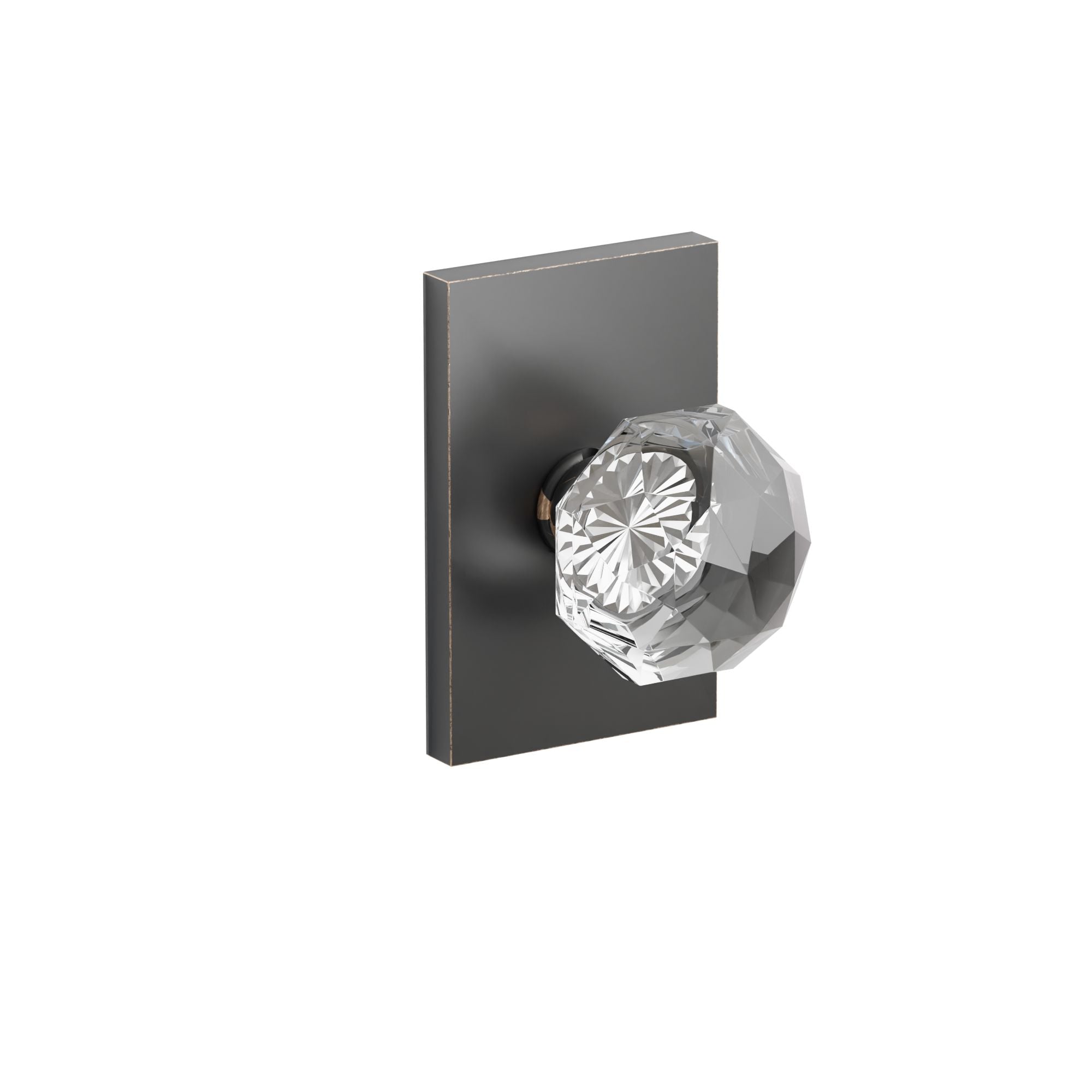 Emtek Diamond Glass Knob Set with Modern Rectangular Rosette