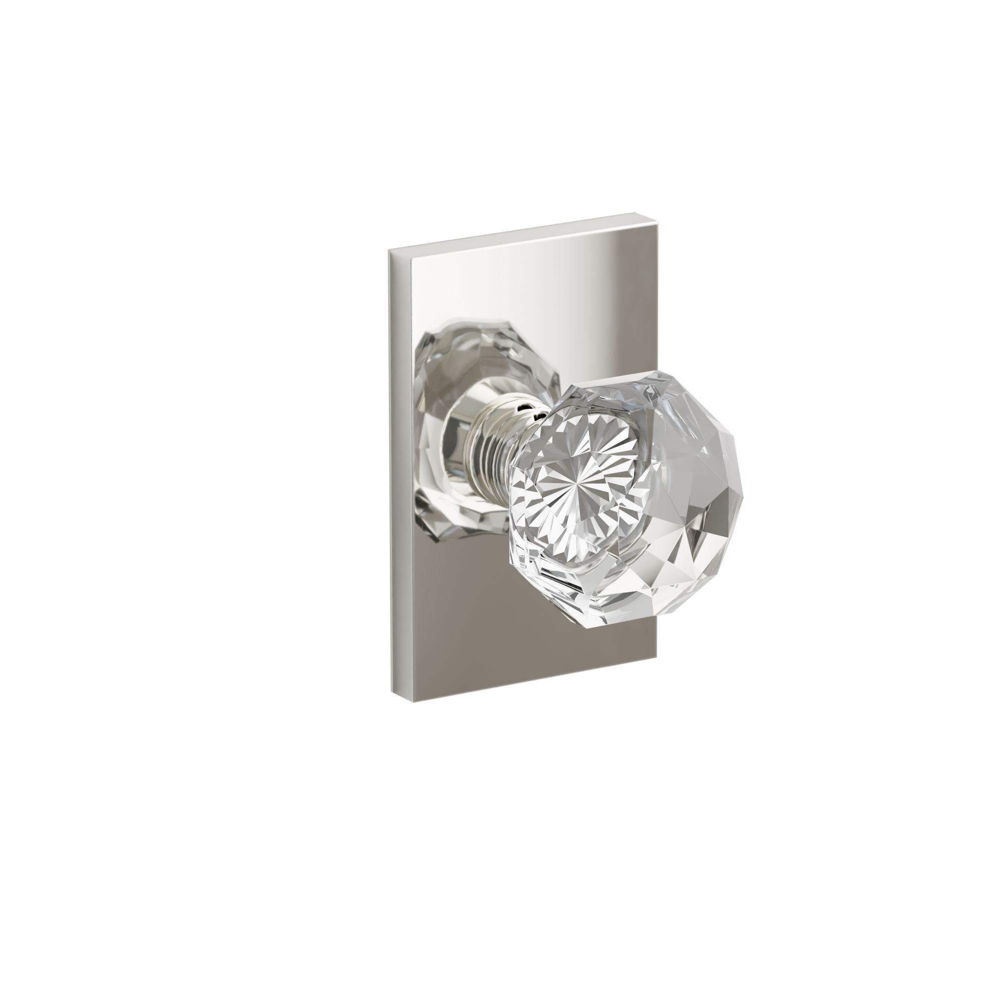 Emtek Diamond Glass Knob Set with Modern Rectangular Rosette