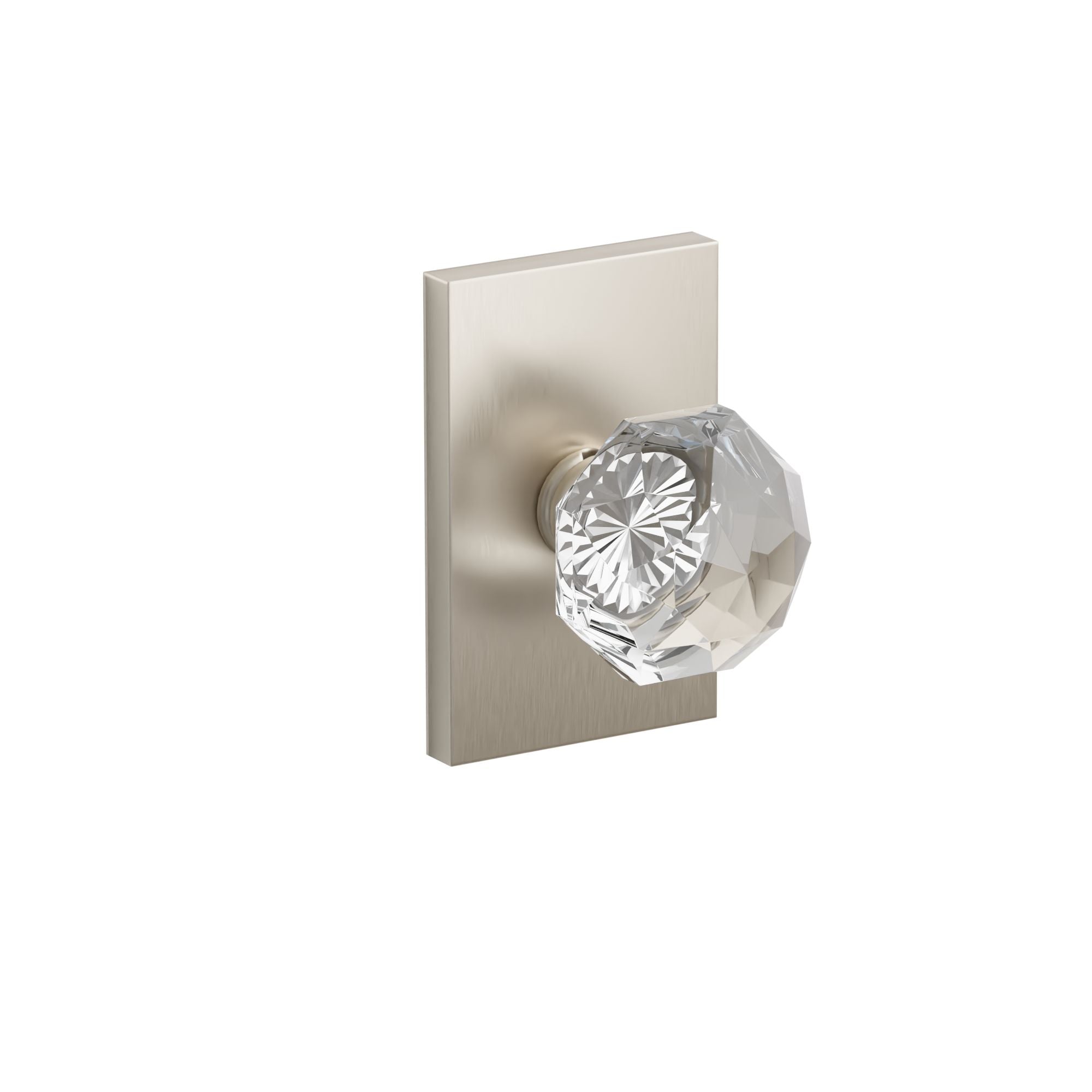Emtek Diamond Glass Knob Set with Modern Rectangular Rosette