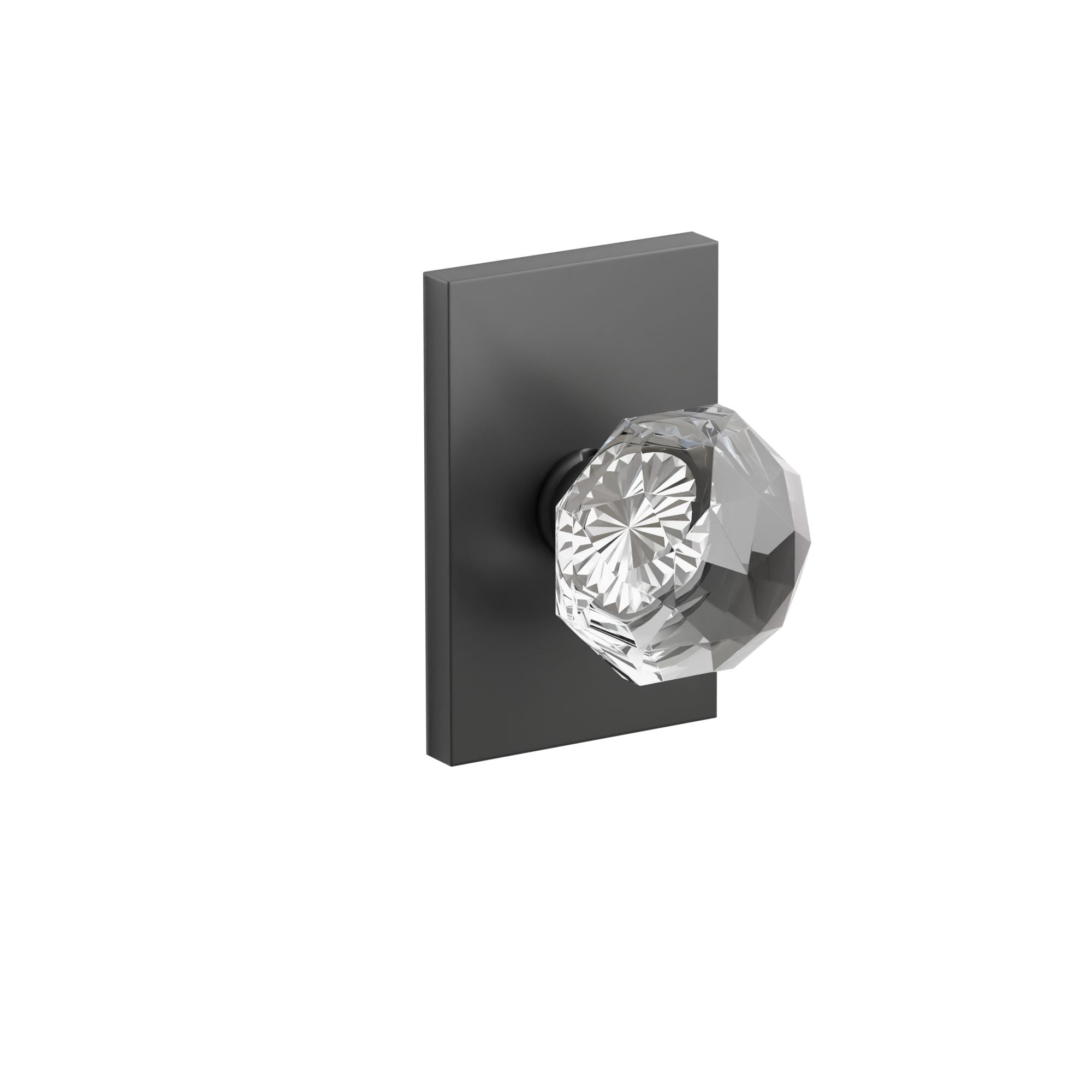 Emtek Diamond Glass Knob Set with Modern Rectangular Rosette