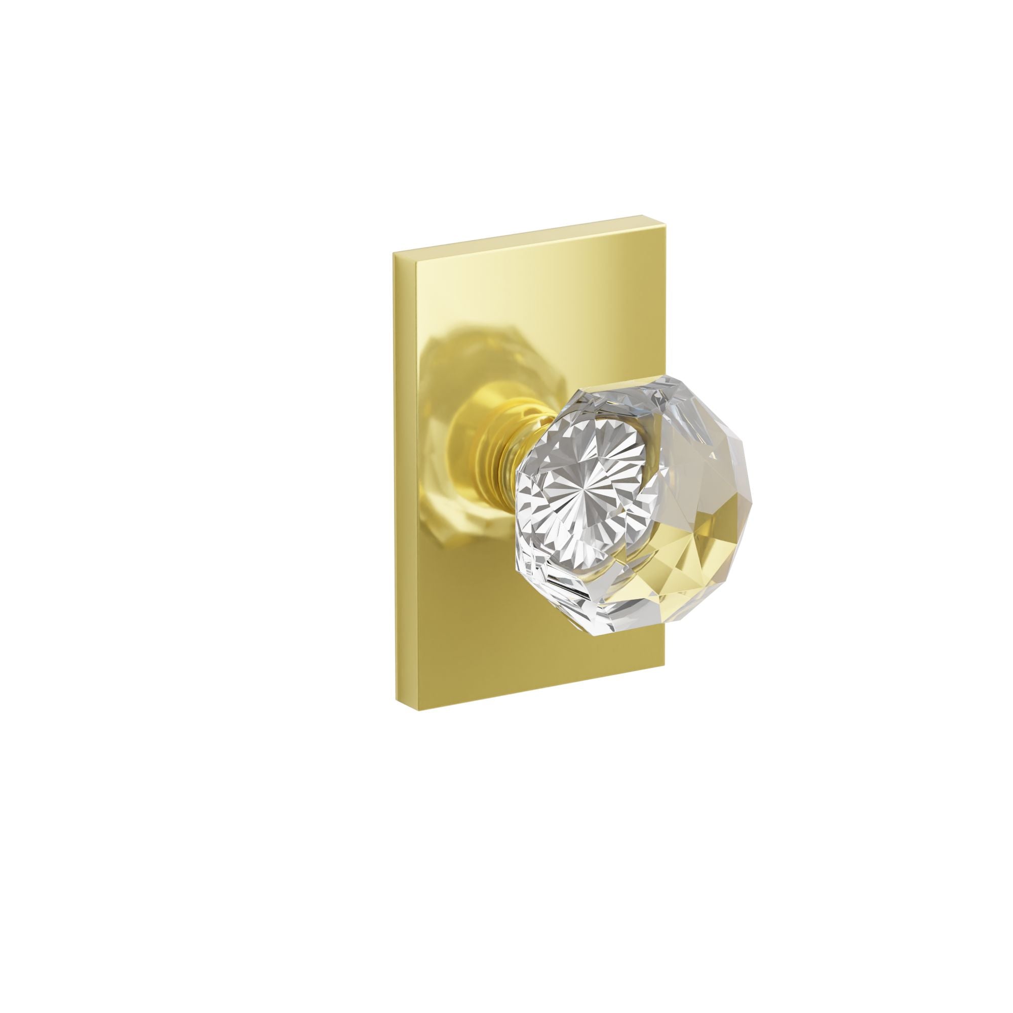 Emtek Concealed Fastener Diamond Glass Knob Set With Modern Rectangular Rosette