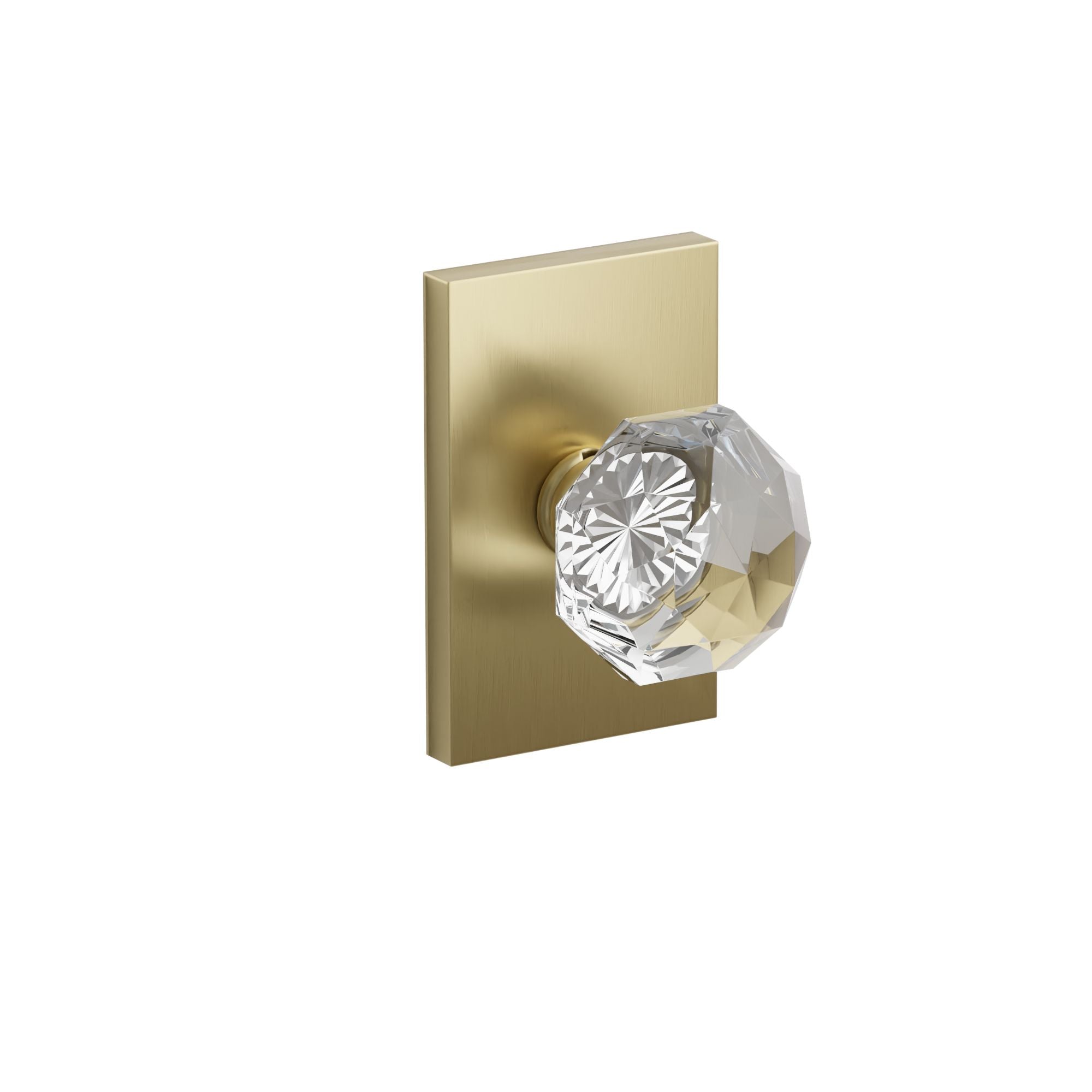 Emtek Diamond Glass Knob Set with Modern Rectangular Rosette