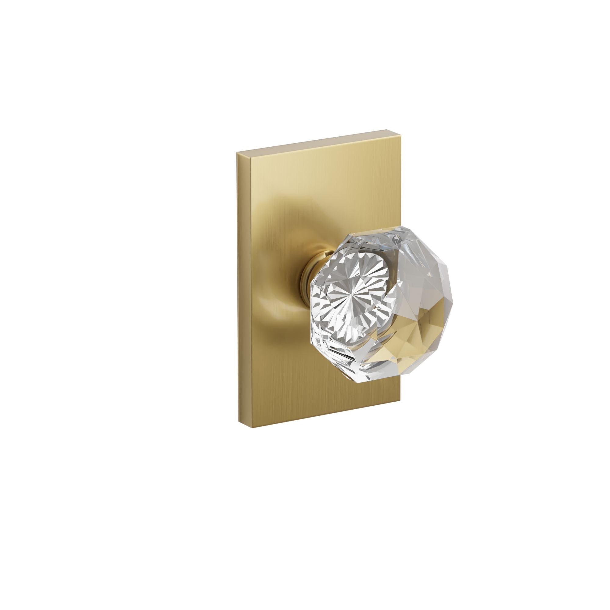 Emtek Diamond Glass Knob Set with Modern Rectangular Rosette