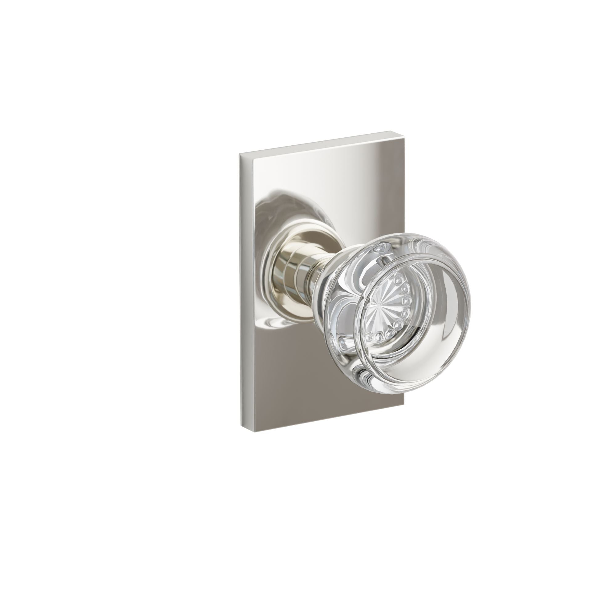 Emtek Concealed Fastener Georgetown Glass Knob Set With Modern Rectangular Rosette