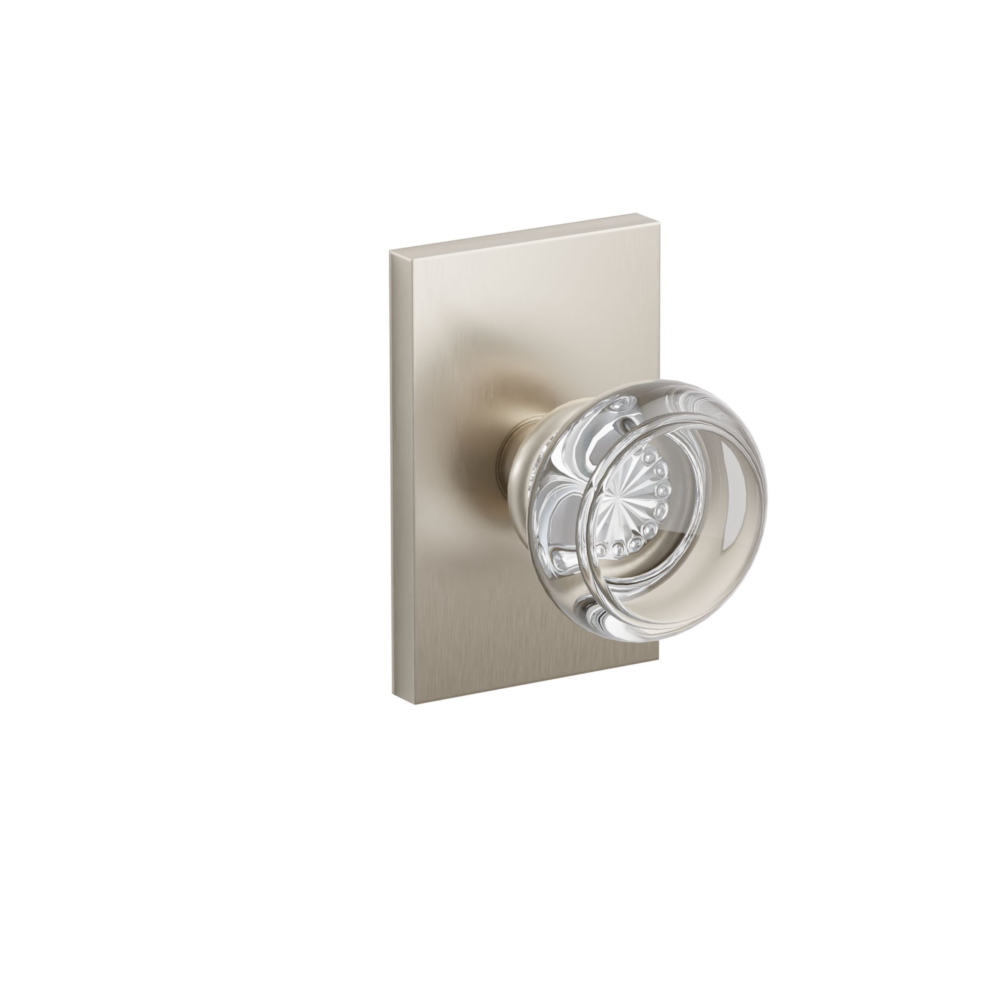 Emtek Georgetown Glass Knob Set with Modern Rectangular Rosette