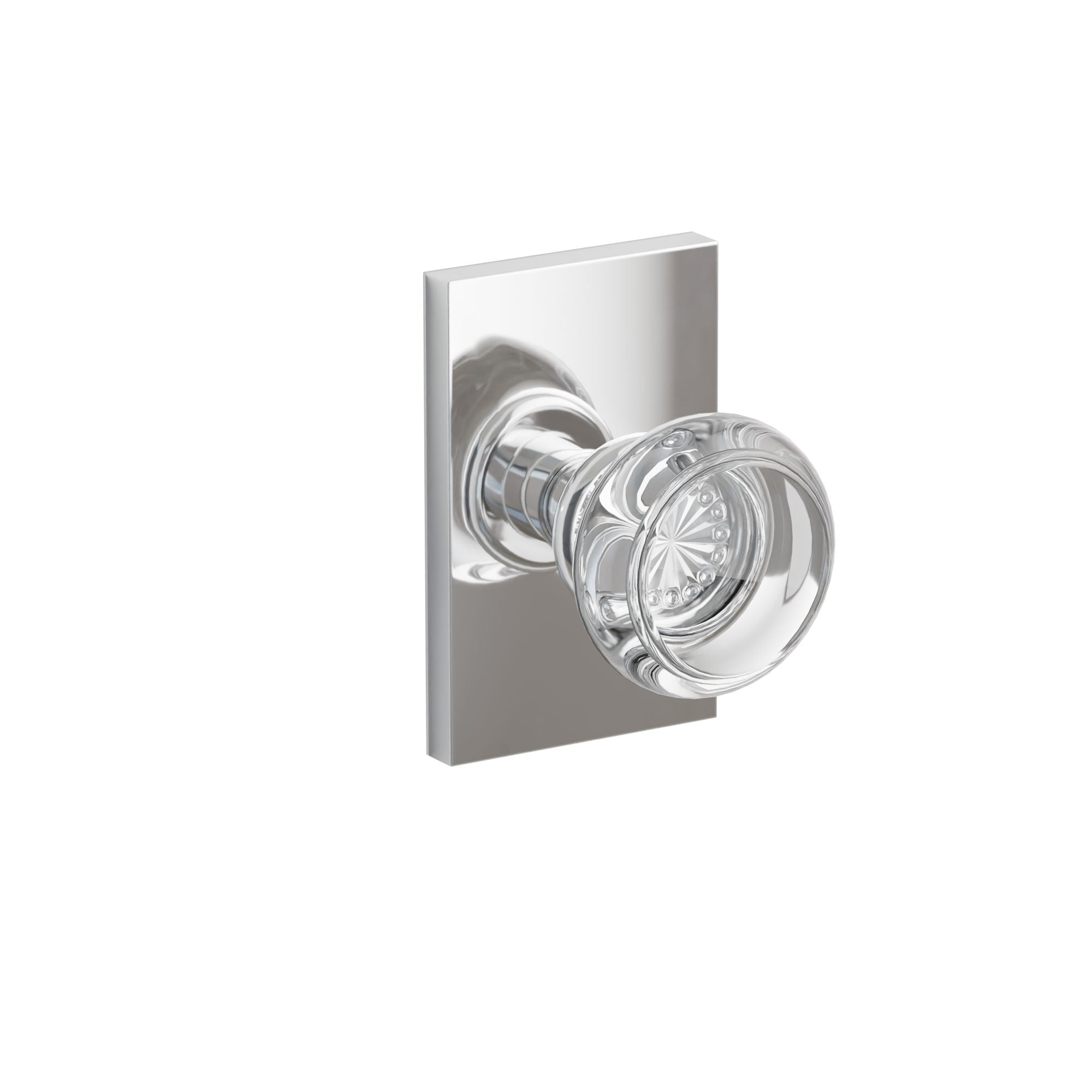 Emtek Concealed Fastener Georgetown Glass Knob Set With Modern Rectangular Rosette