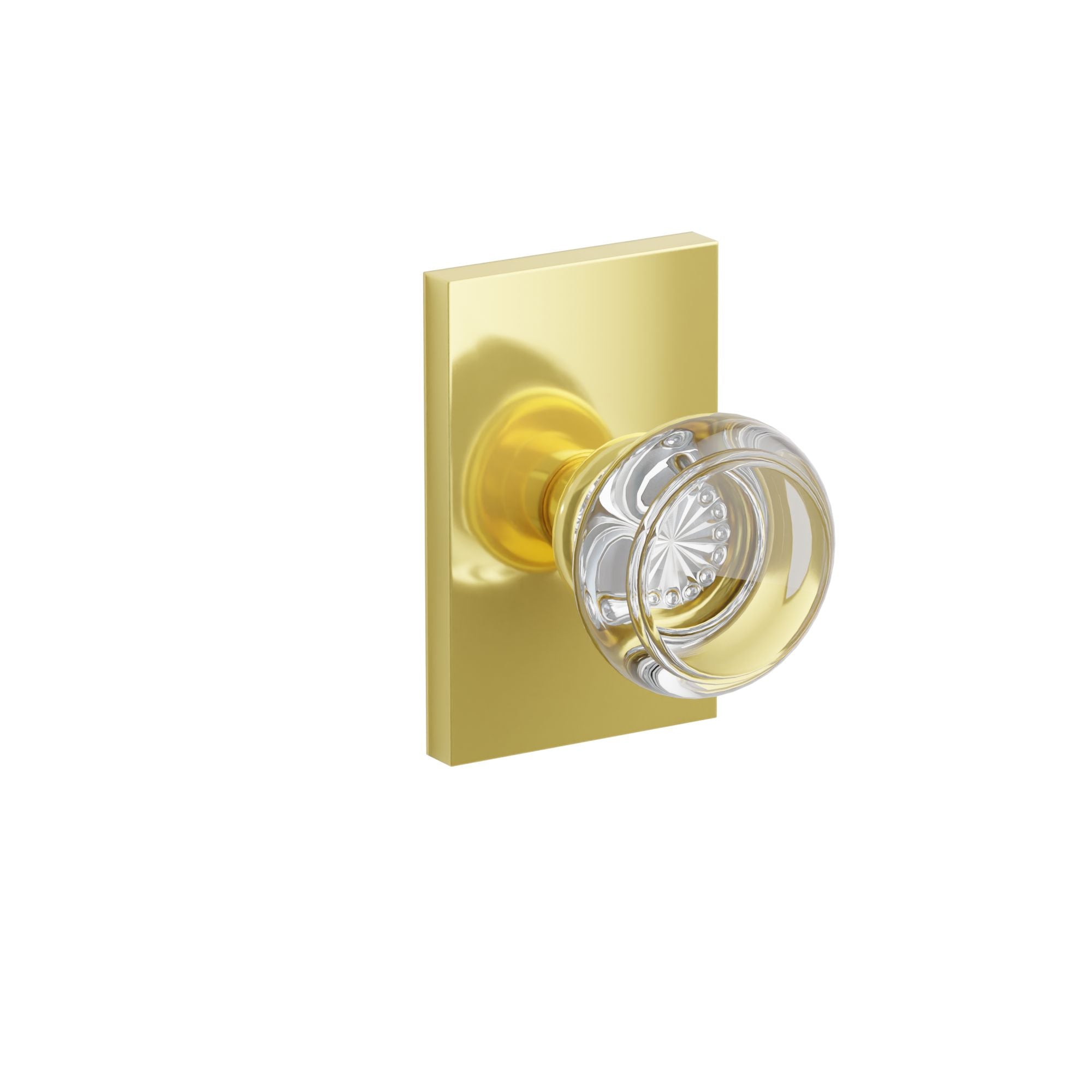 Emtek Georgetown Glass Knob Set with Modern Rectangular Rosette