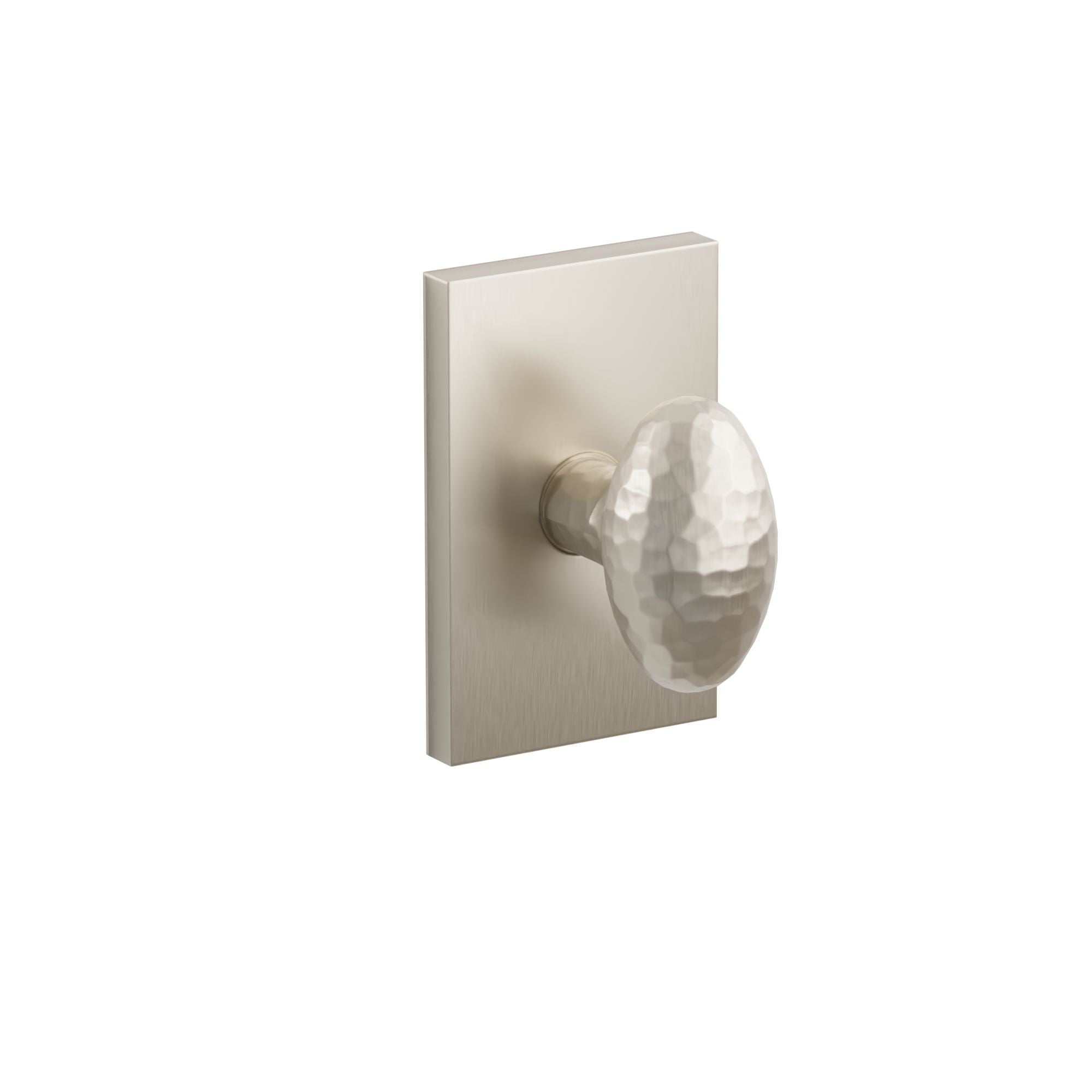 Emtek Hammered Egg Knob Set with Modern Rectangular Rosette