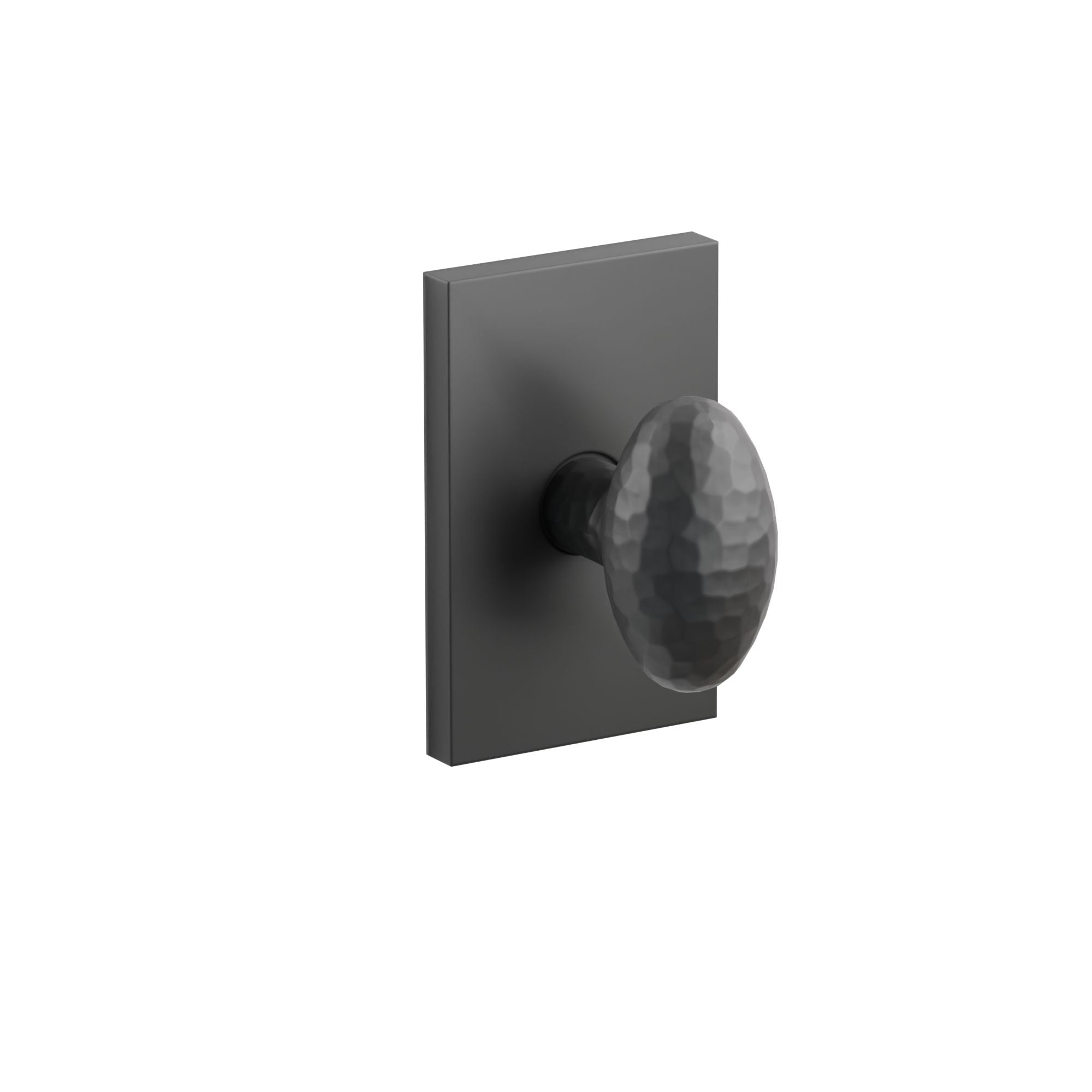 Emtek Hammered Egg Knob Set with Modern Rectangular Rosette