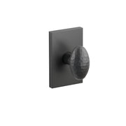 Emtek Concealed Fastener Hammered Egg Knob Set With Modern Rectangular Rosette