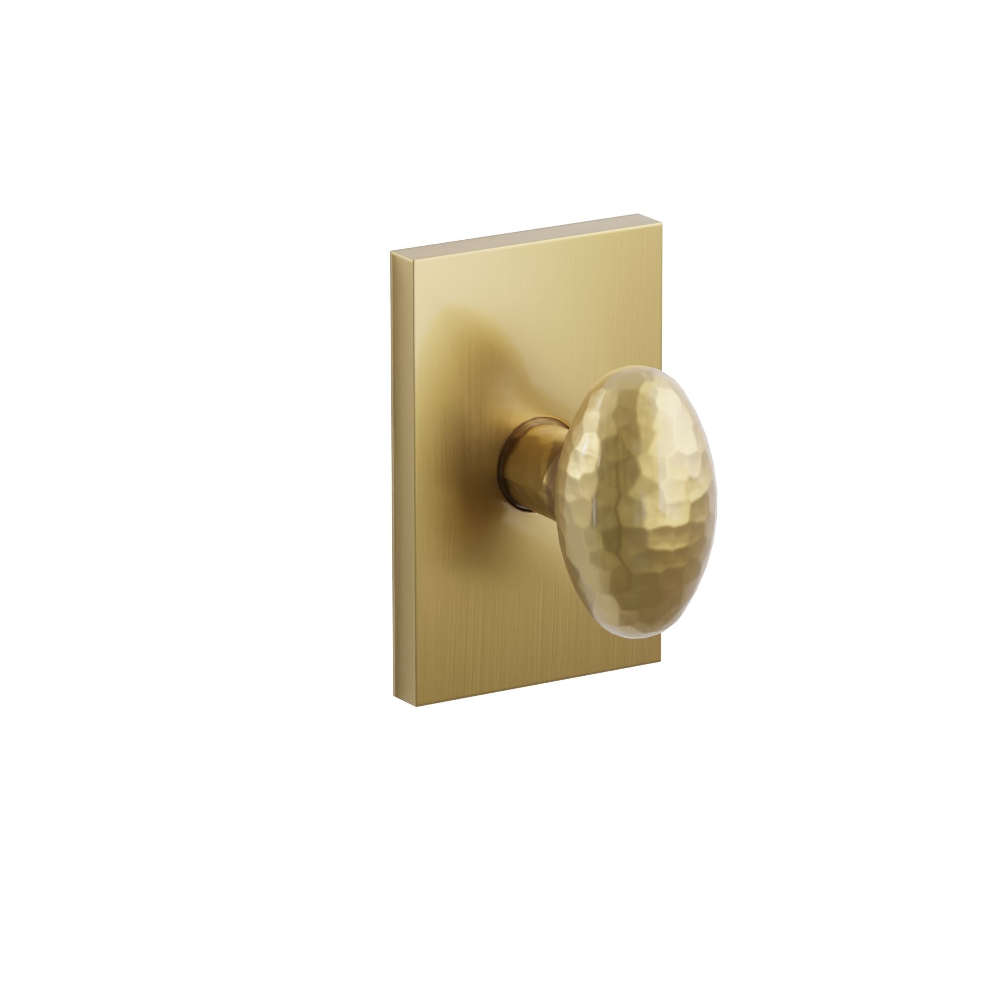 Emtek Hammered Egg Knob Set with Modern Rectangular Rosette