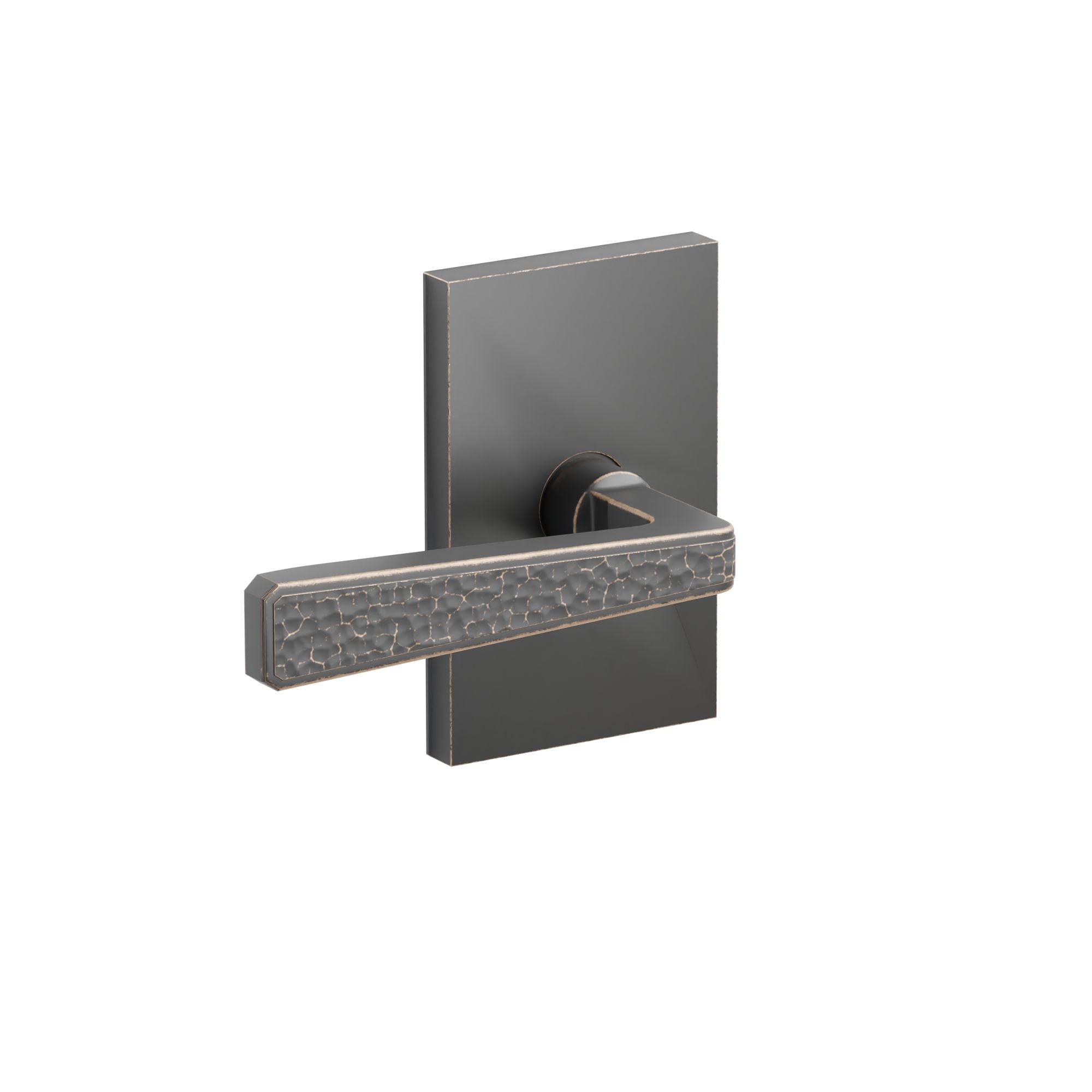 Emtek Hammered Lever Set with Modern Rectangular Rosette