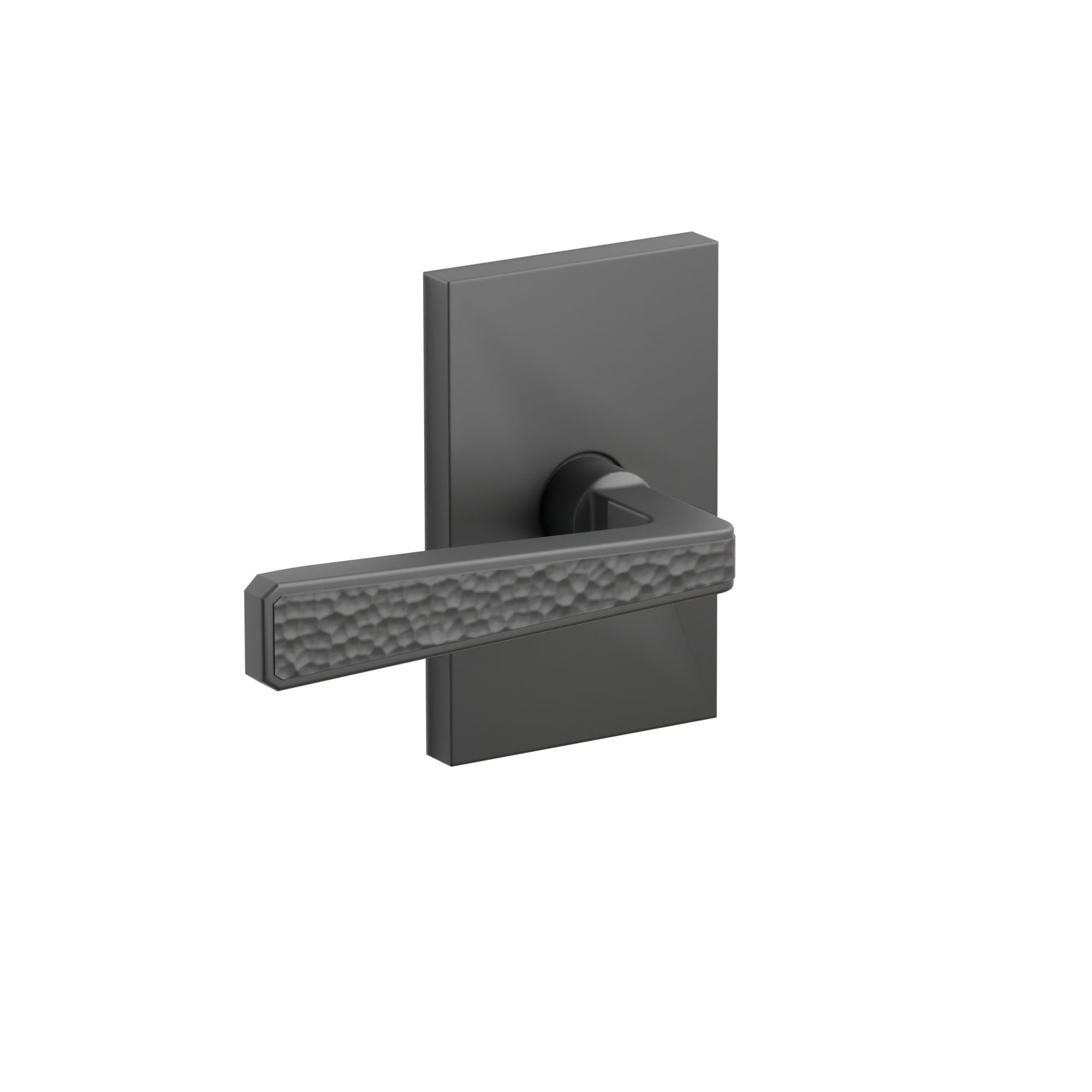 Emtek Concealed Fastener Hammered Lever Set With Modern Rectangular Rosette