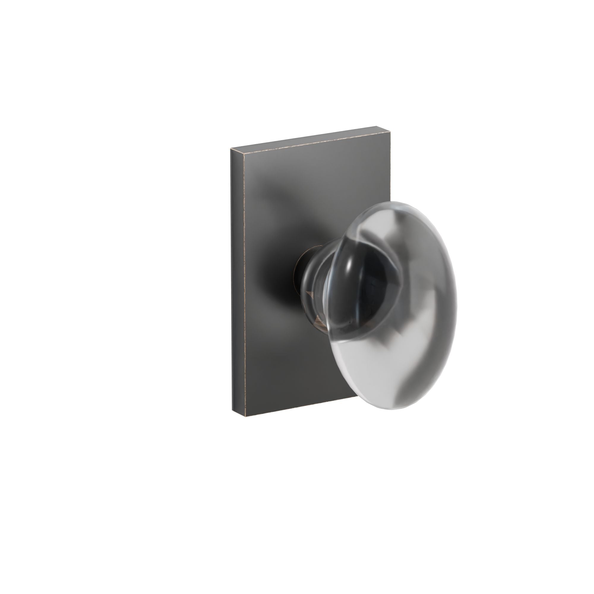 Emtek Concealed Fastener Hampton Glass Knob Set With Modern Rectangular Rosette