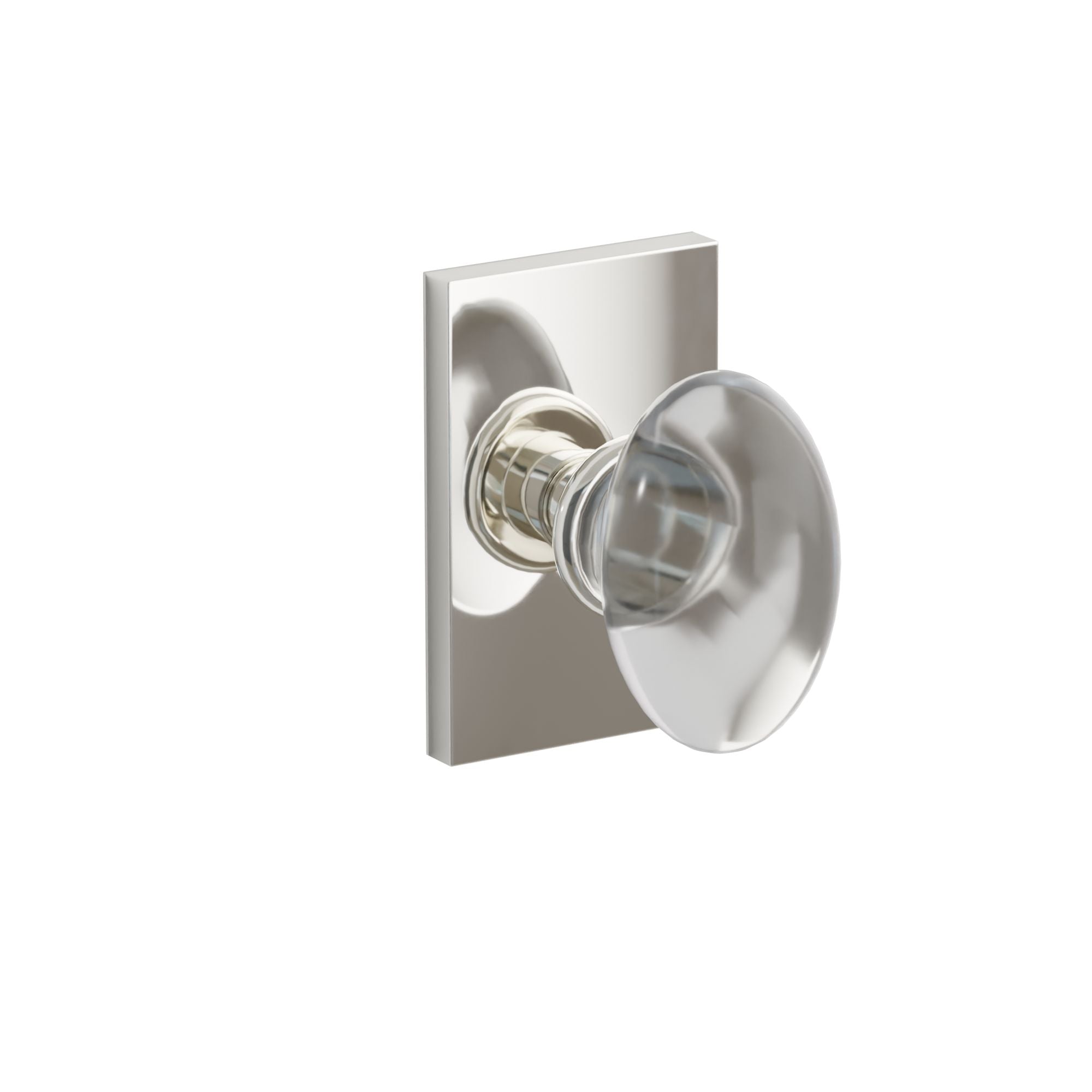 Emtek Concealed Fastener Hampton Glass Knob Set With Modern Rectangular Rosette