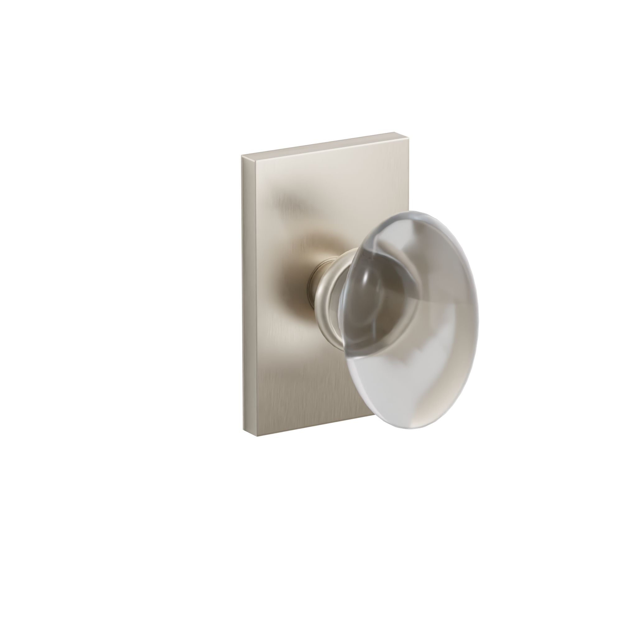 Emtek Concealed Fastener Hampton Glass Knob Set With Modern Rectangular Rosette