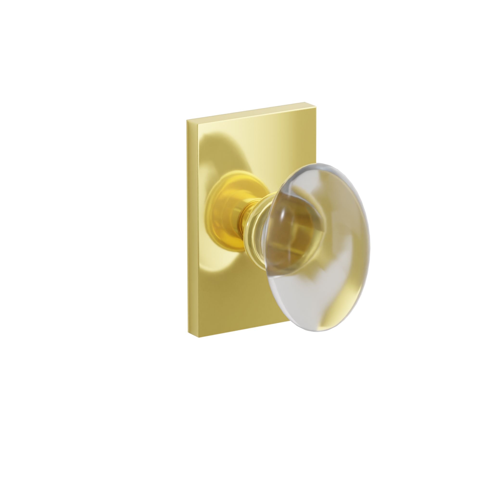 Emtek Concealed Fastener Hampton Glass Knob Set With Modern Rectangular Rosette