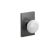 Emtek Ice White Porcelain Knob Set with Modern Rectangular Rosette