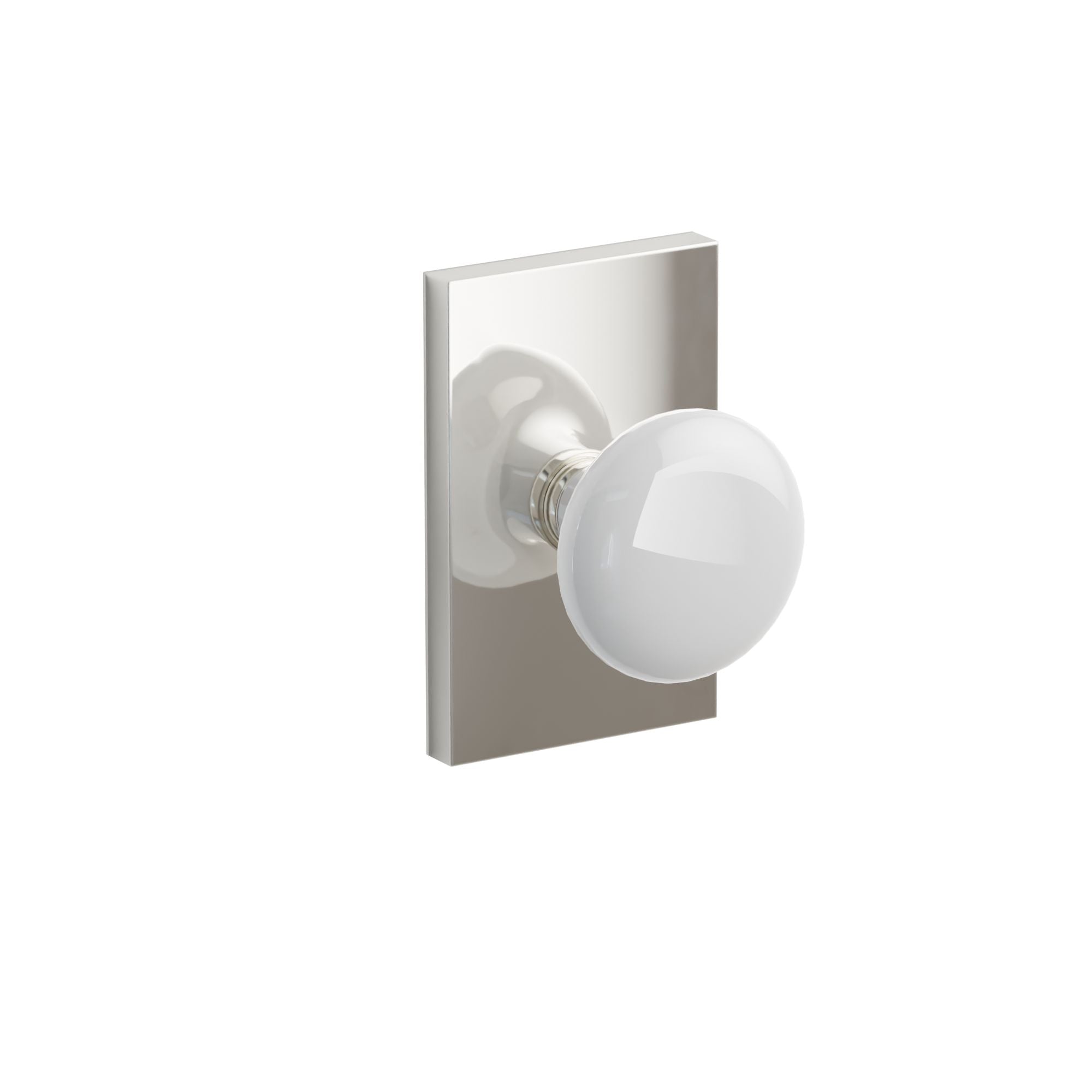 Emtek Concealed Fastener Ice White Porcelain Knob Set With Modern Rectangular Rosette