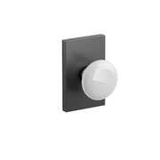 Emtek Concealed Fastener Ice White Porcelain Knob Set With Modern Rectangular Rosette