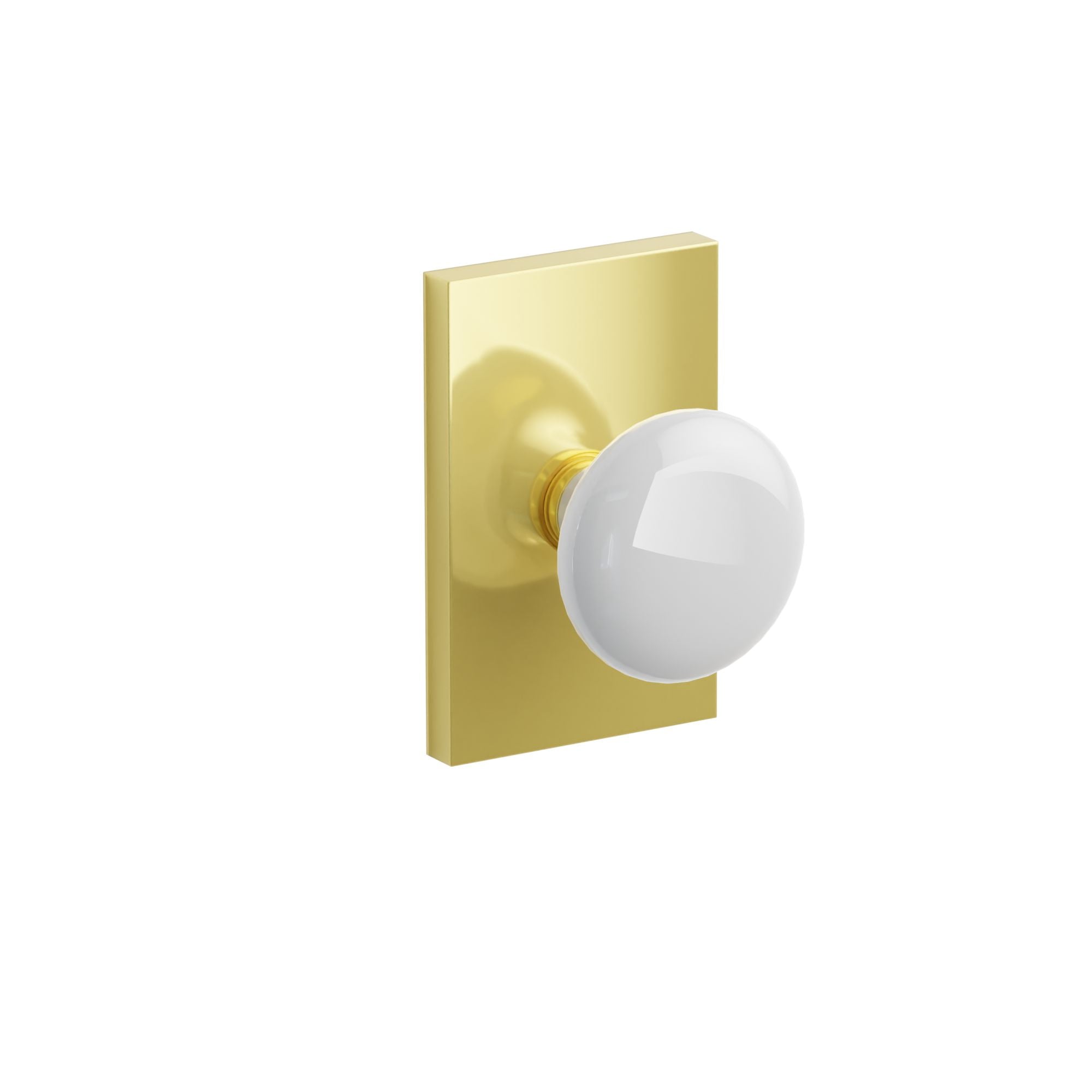 Emtek Ice White Porcelain Knob Set with Modern Rectangular Rosette