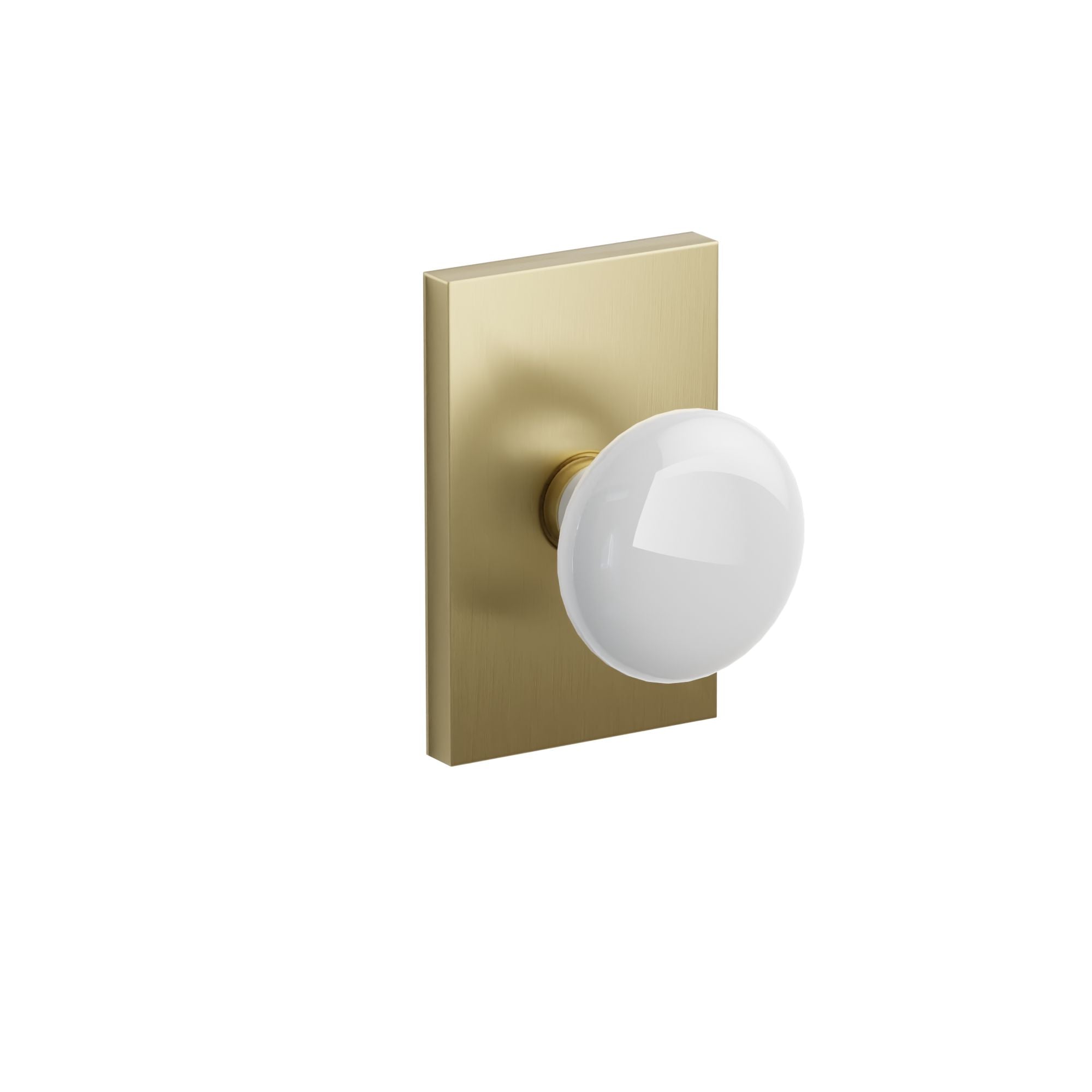 Emtek Concealed Fastener Ice White Porcelain Knob Set With Modern Rectangular Rosette