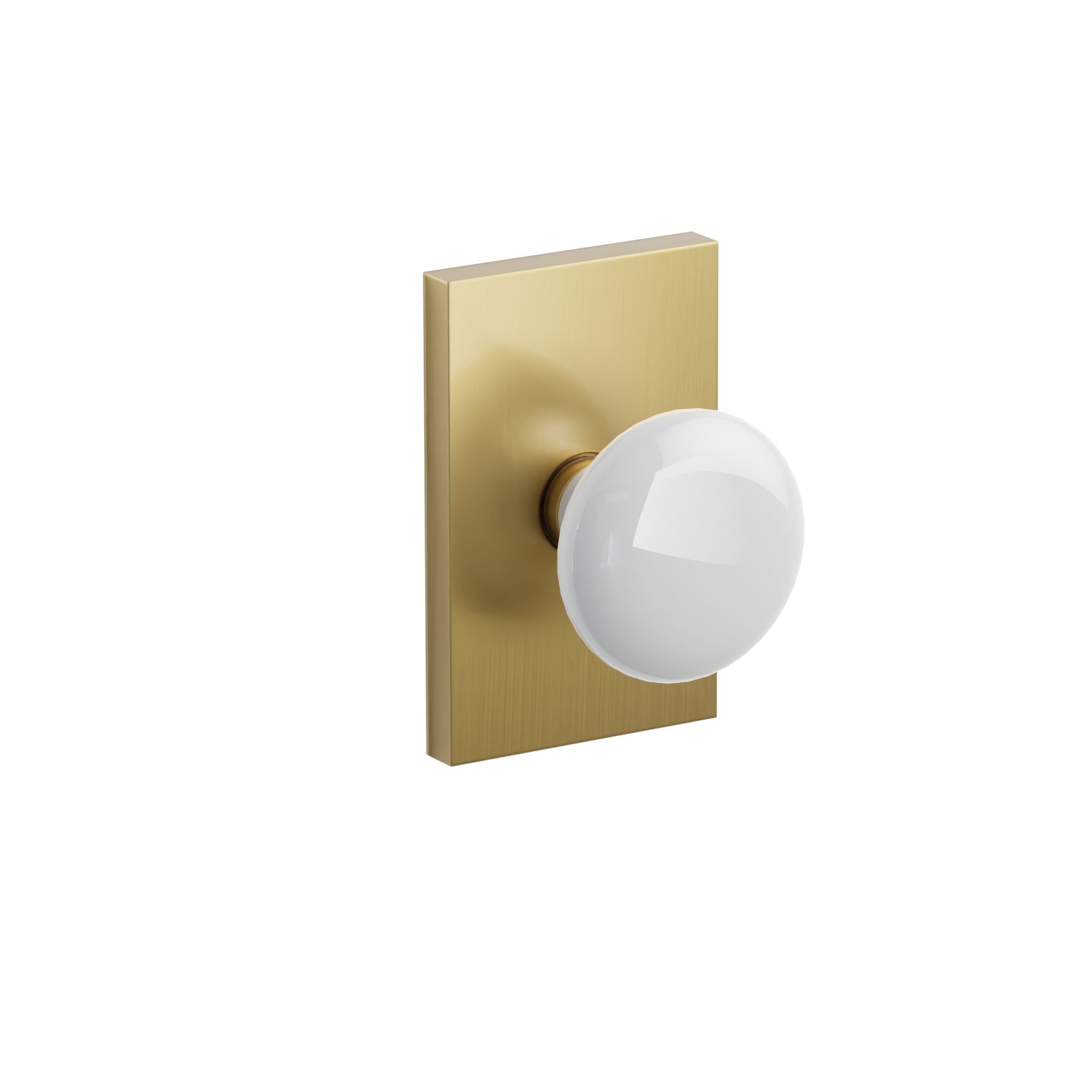 Emtek Ice White Porcelain Knob Set with Modern Rectangular Rosette