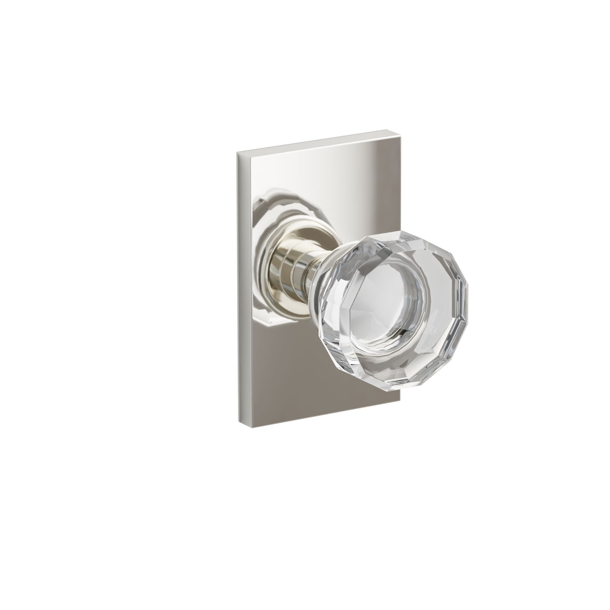 Emtek Lowell Glass Knob Set with Modern Rectangular Rosette