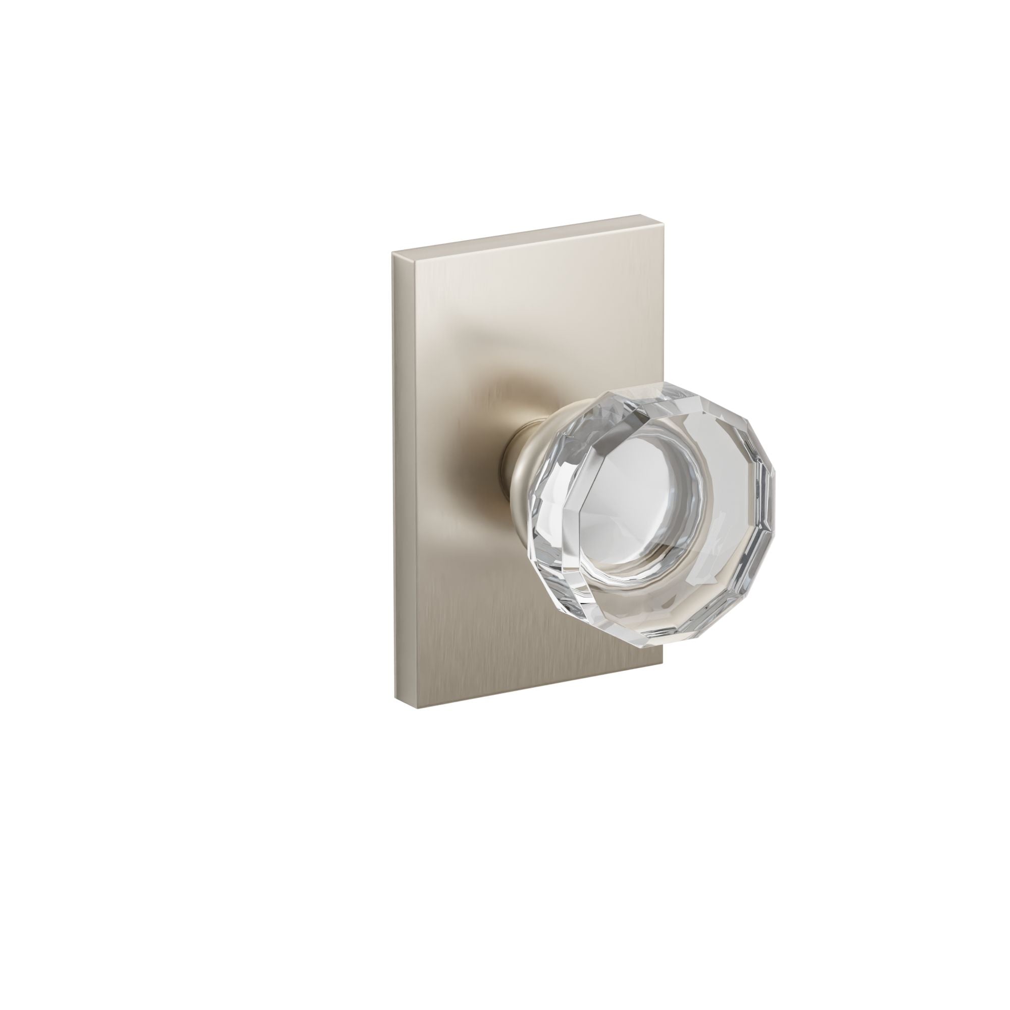 Emtek Concealed Fastener Lowell Glass Knob Set With Modern Rectangular Rosette