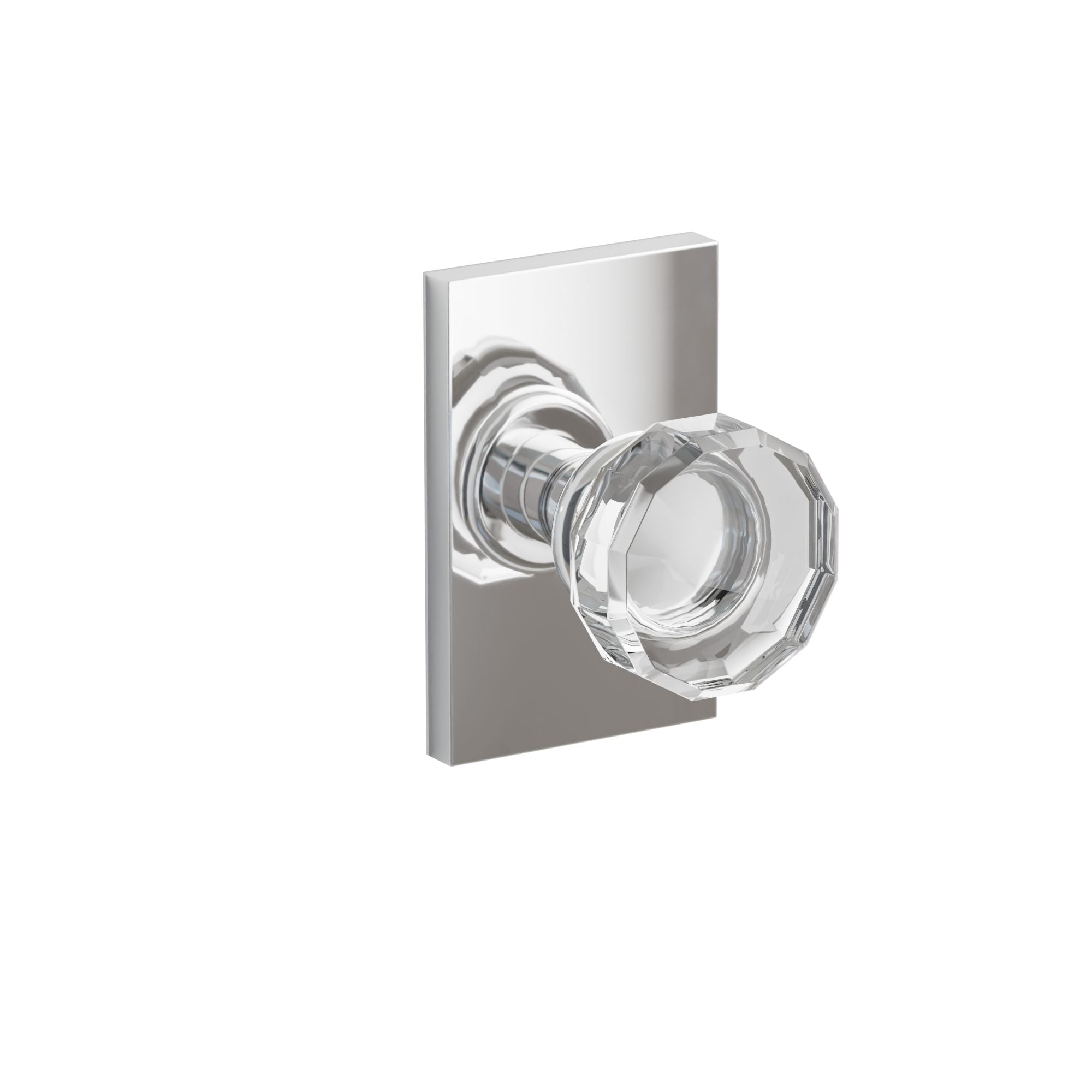 Emtek Lowell Glass Knob Set with Modern Rectangular Rosette