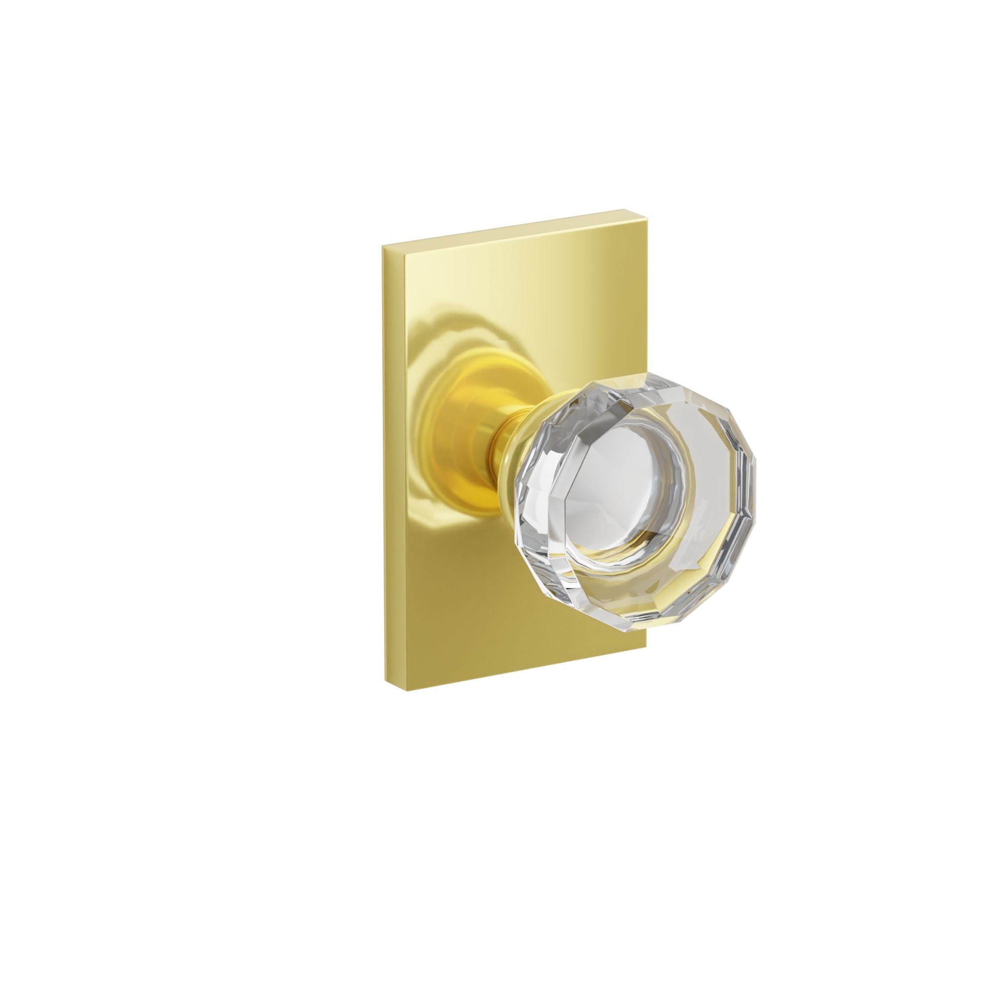 Emtek Concealed Fastener Lowell Glass Knob Set With Modern Rectangular Rosette