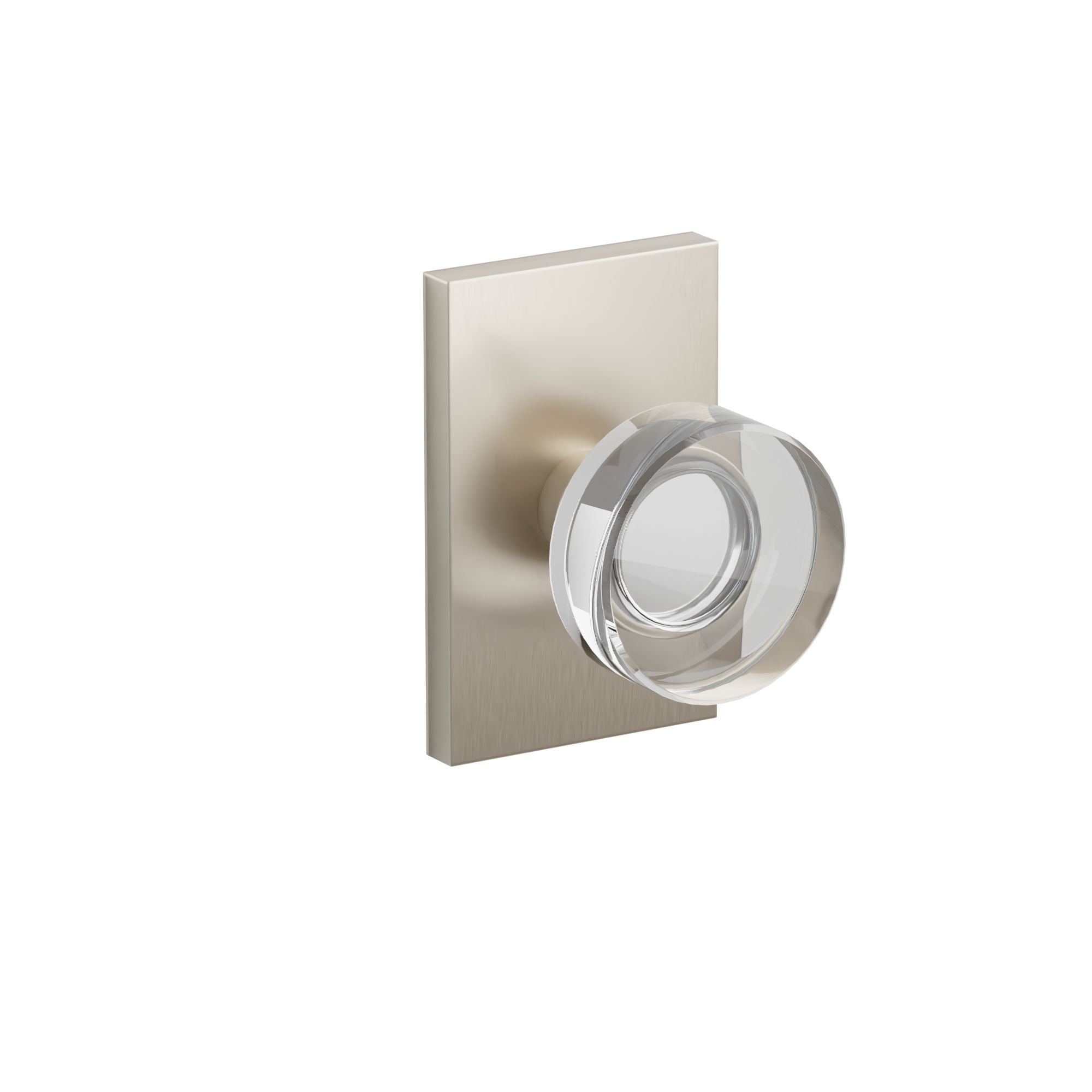 Emtek Concealed Fastener Modern Disc Glass Knob Set With Modern Rectangular Rosette