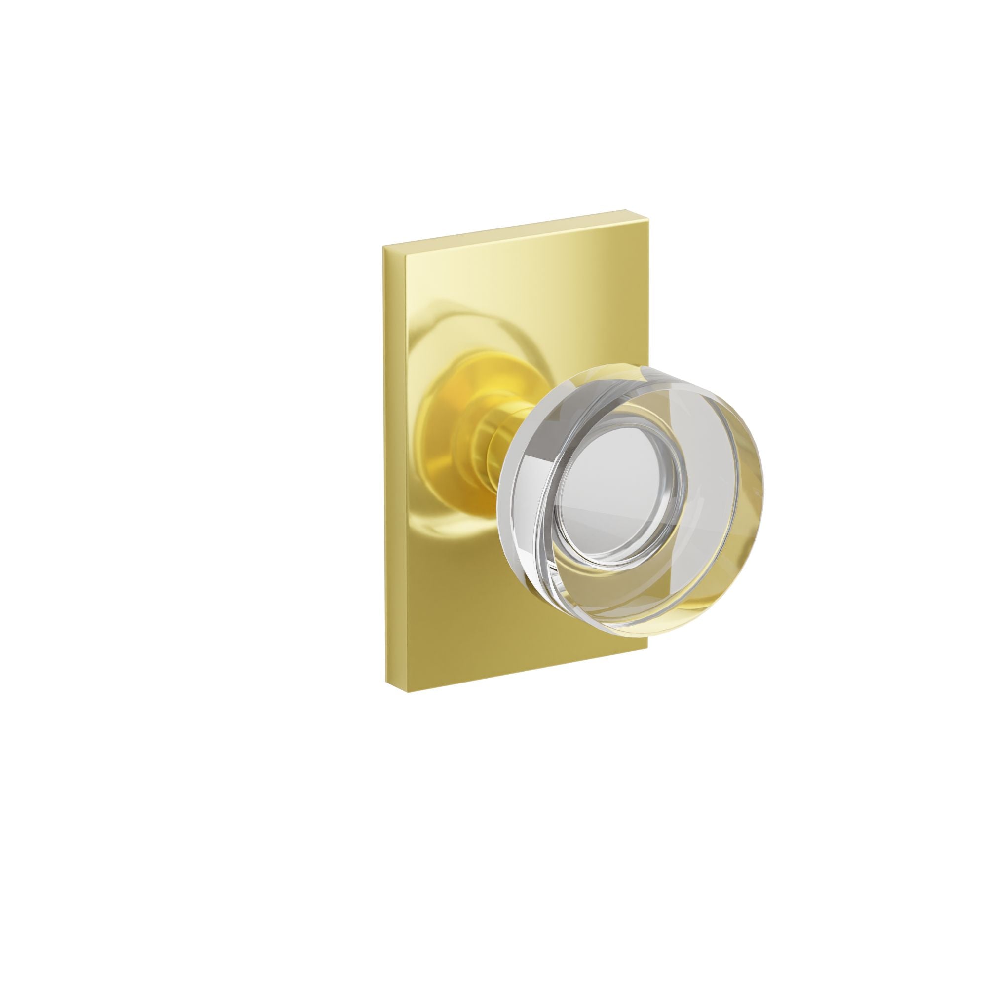 Emtek Concealed Fastener Modern Disc Glass Knob Set With Modern Rectangular Rosette