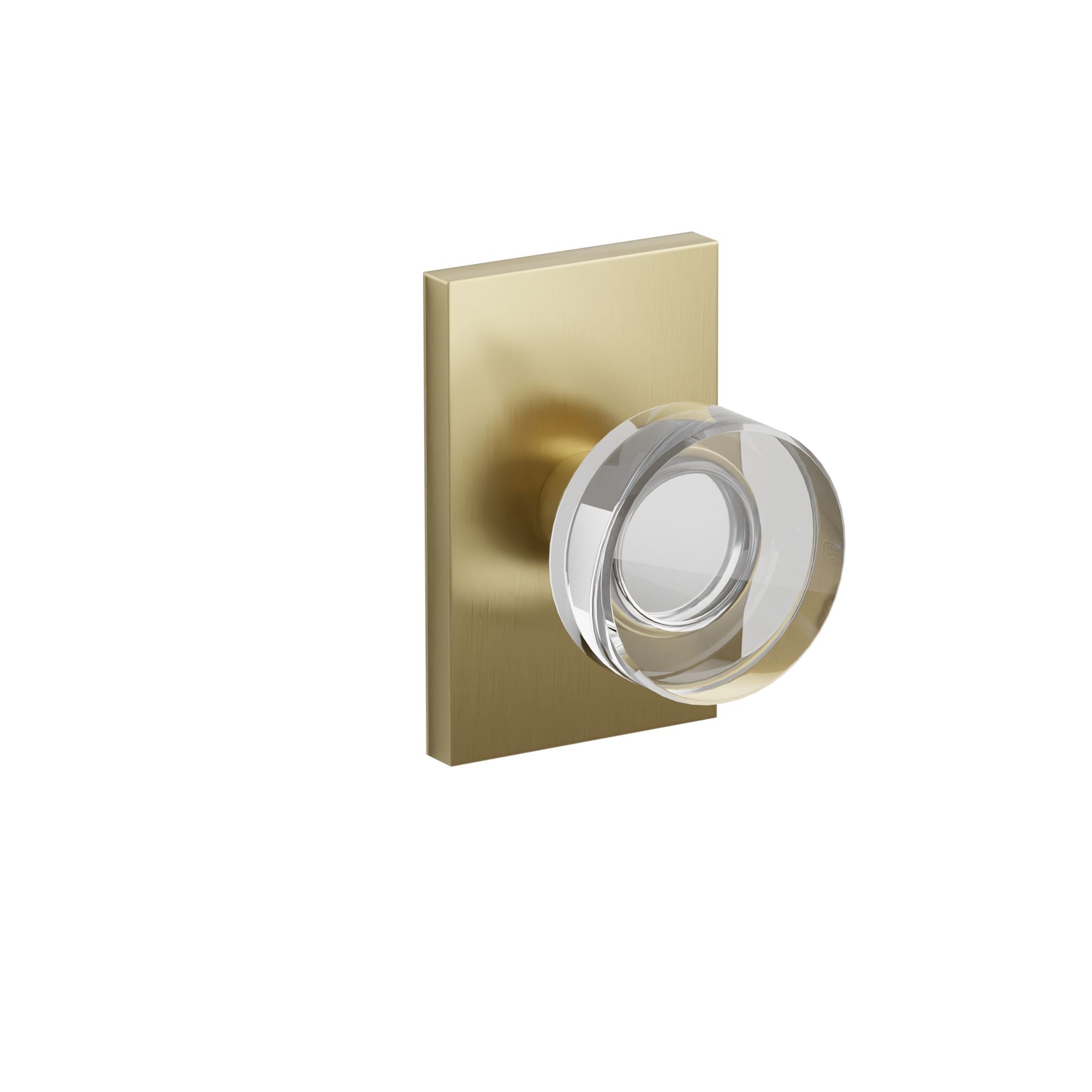 Emtek Concealed Fastener Modern Disc Glass Knob Set With Modern Rectangular Rosette