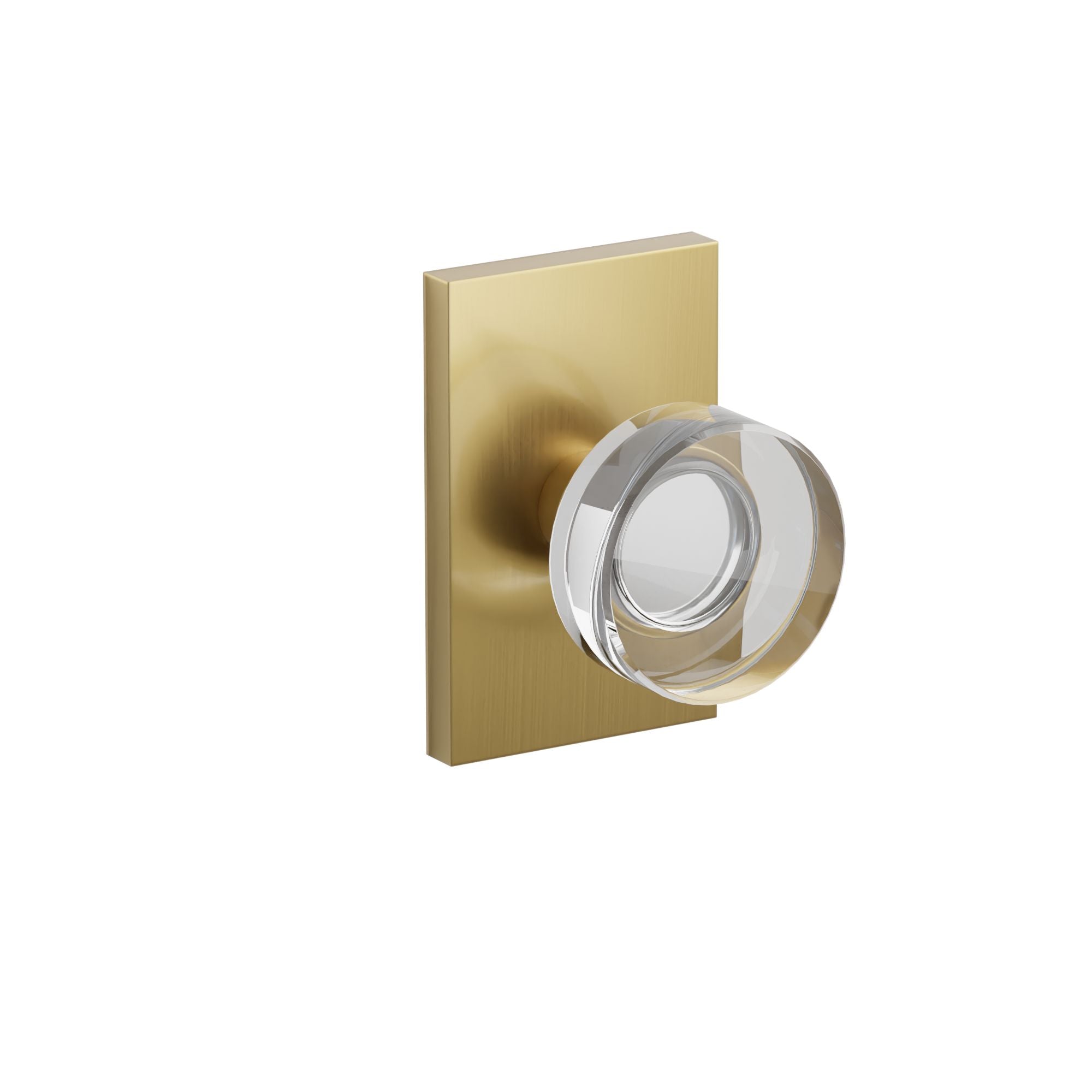 Emtek Concealed Fastener Modern Disc Glass Knob Set With Modern Rectangular Rosette