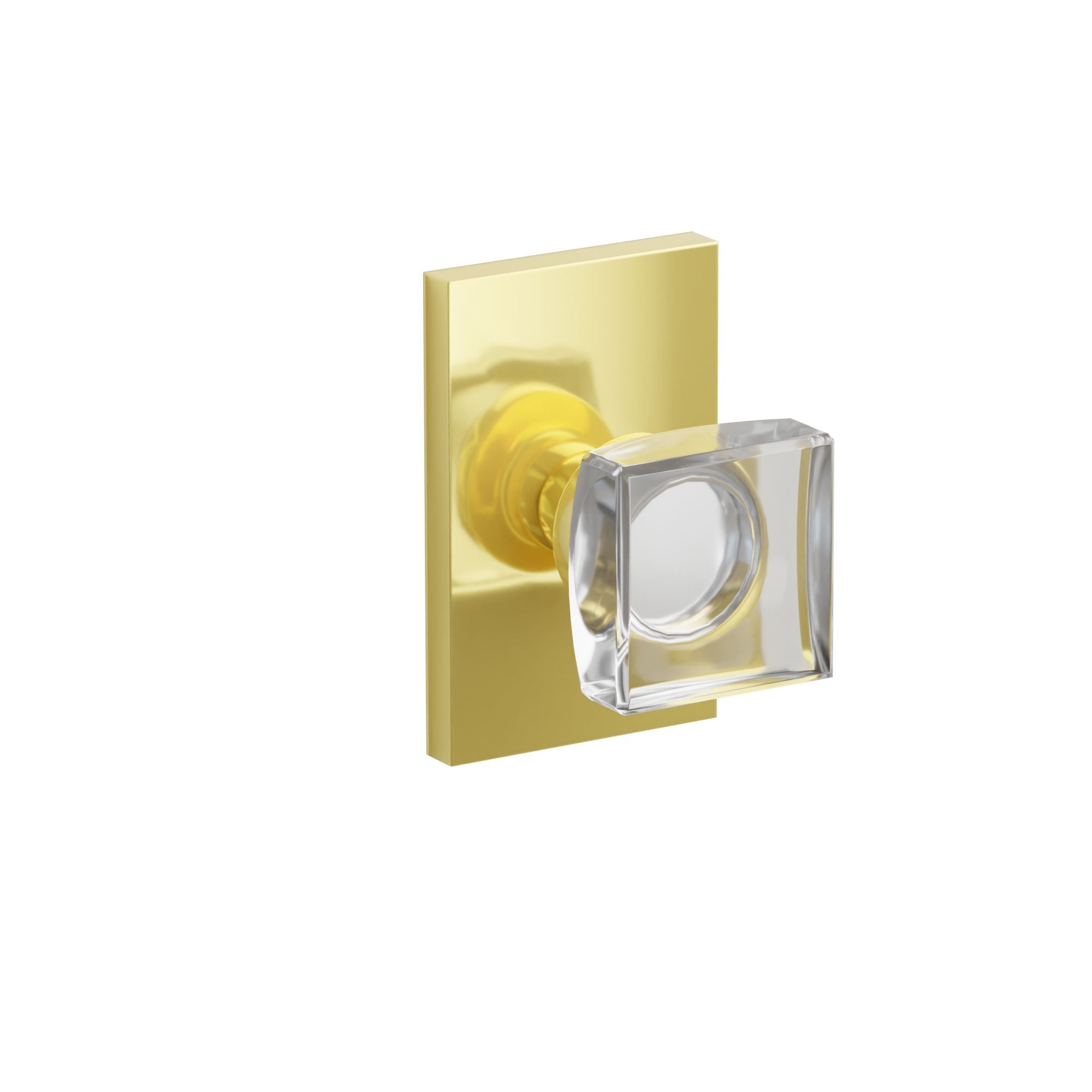 Emtek Modern Square Glass Knob Set with Modern Rectangular Rosette